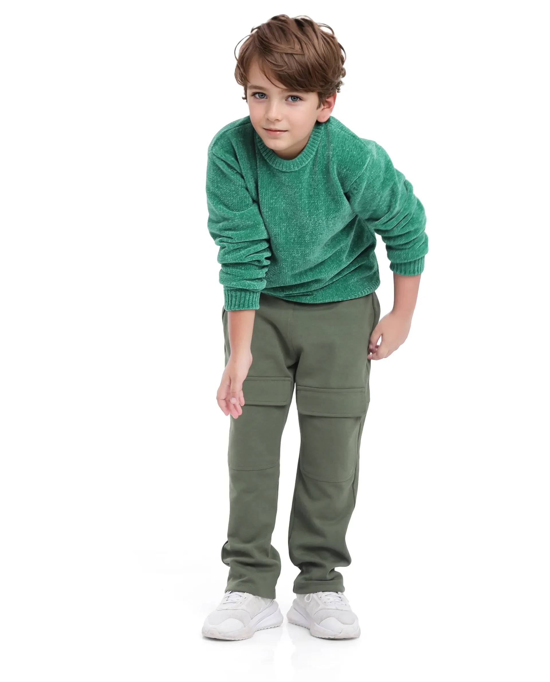 Rare Ones Kids Chenli Light Green Full Sleeve Solid Regular Fit Sweater - Image 2