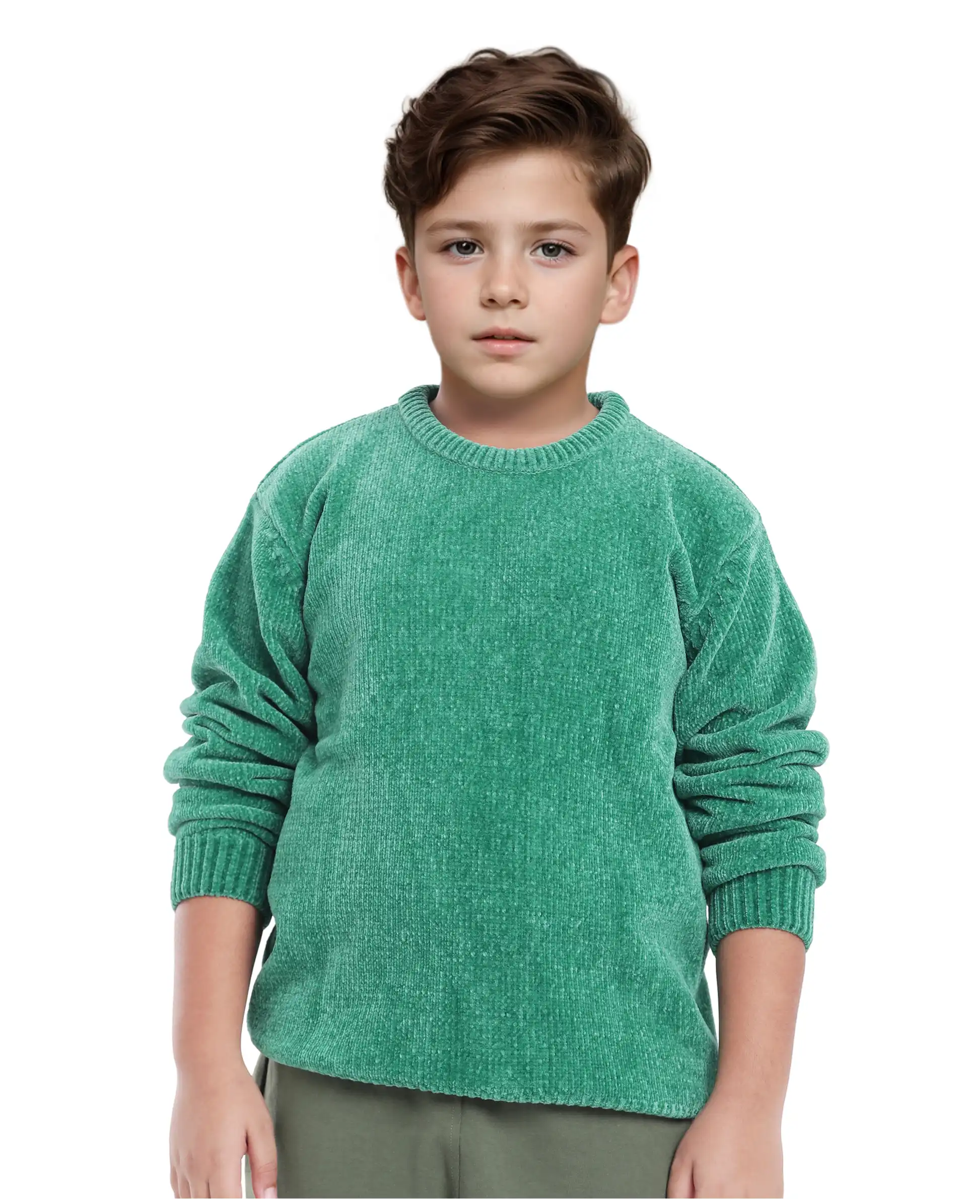 Rare Ones Kids Chenli Light Green Full Sleeve Solid Regular Fit Sweater - Image 5