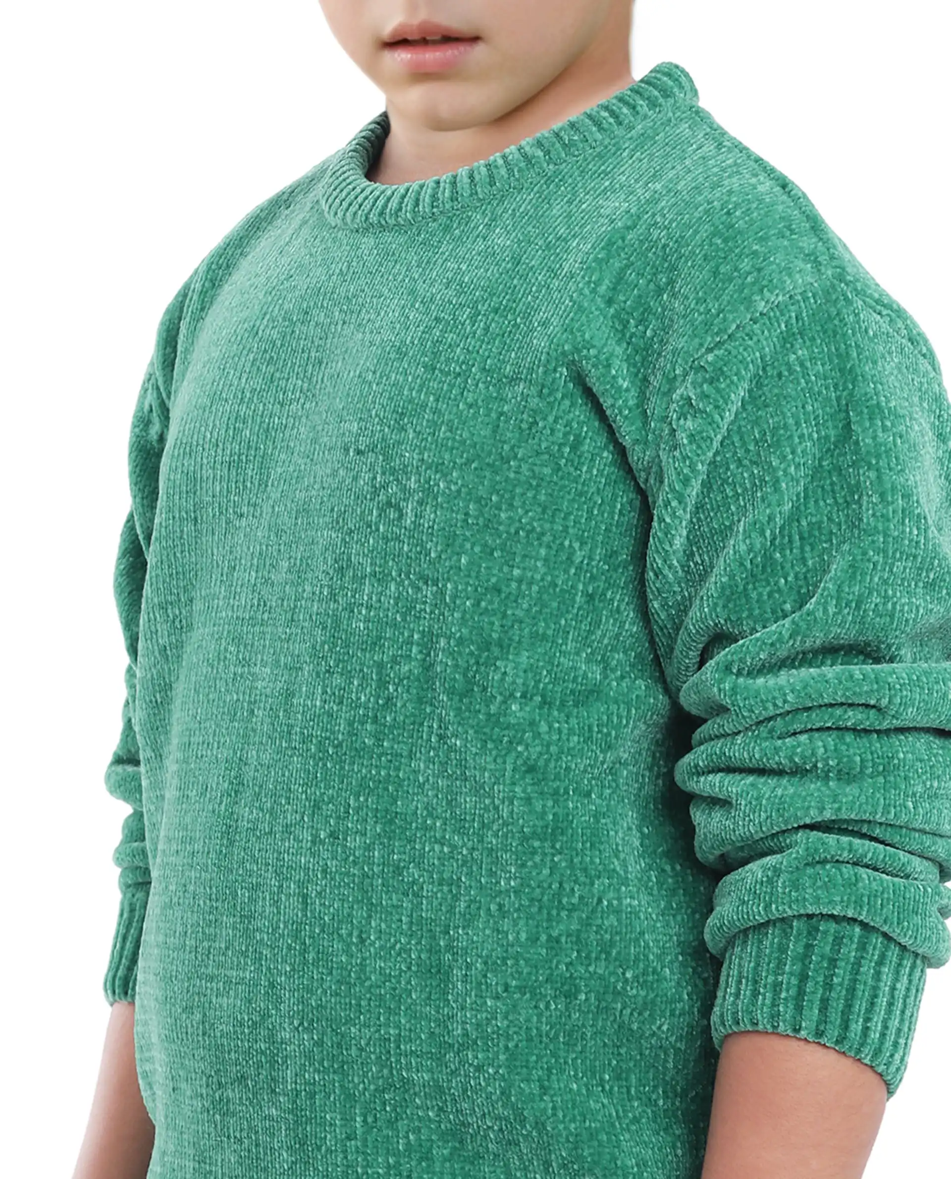 Rare Ones Kids Chenli Light Green Full Sleeve Solid Regular Fit Sweater - Image 6