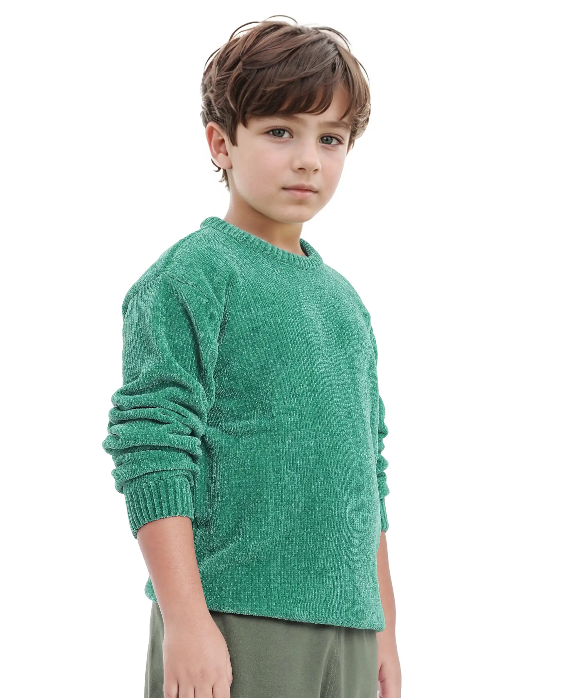 Rare Ones Kids Chenli Light Green Full Sleeve Solid Regular Fit Sweater - Image 8