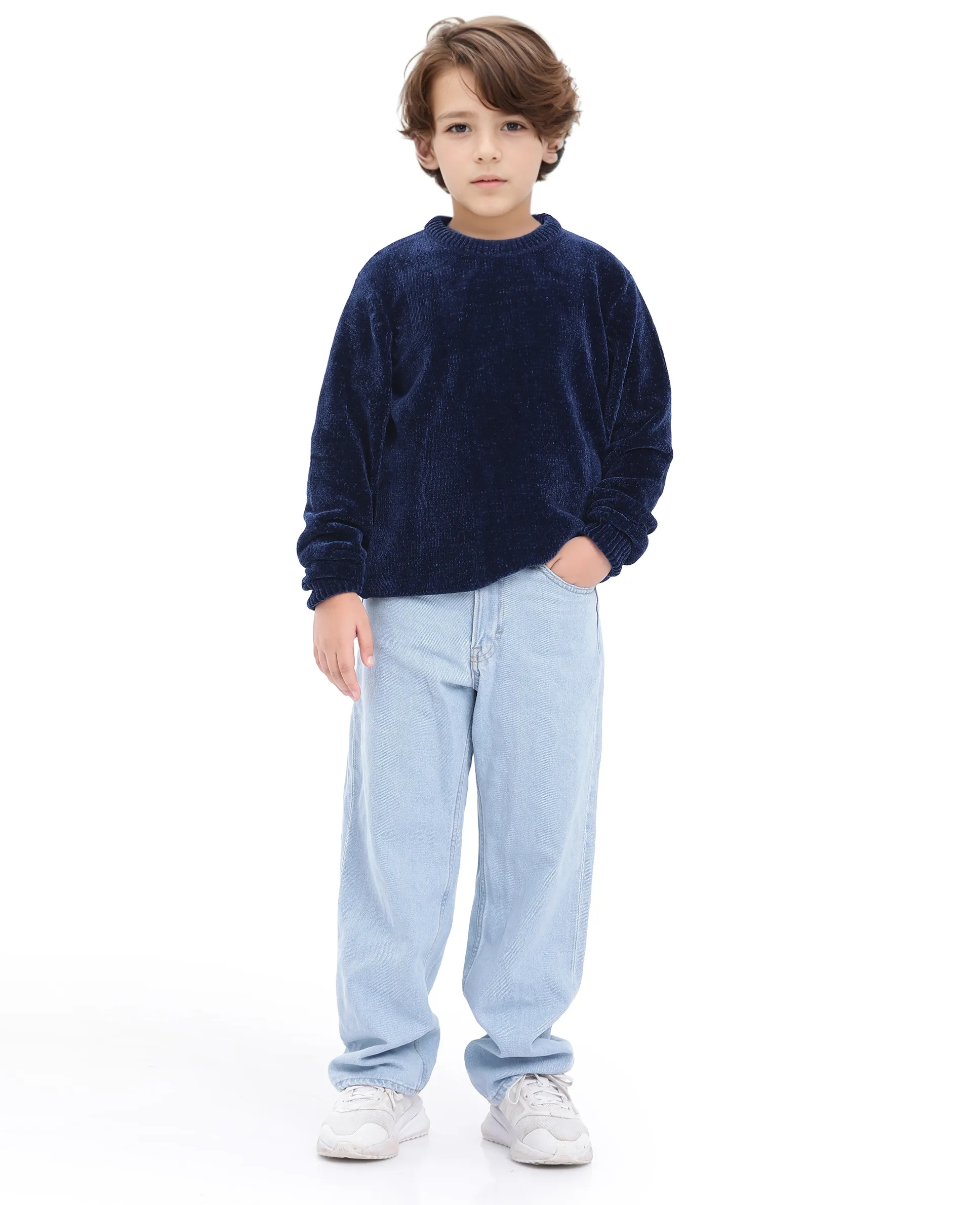 Rare Ones Kids Chenli Navy Full Sleeve Solid Regular Fit Sweater - Image 2