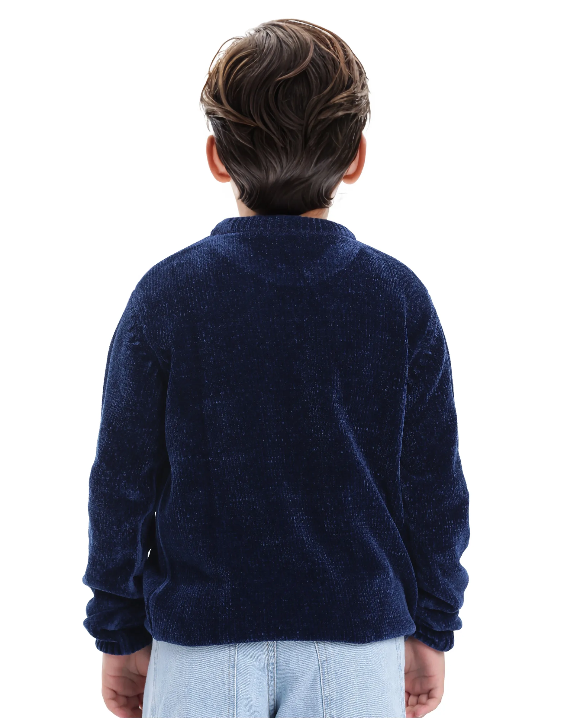 Rare Ones Kids Chenli Navy Full Sleeve Solid Regular Fit Sweater - Image 8