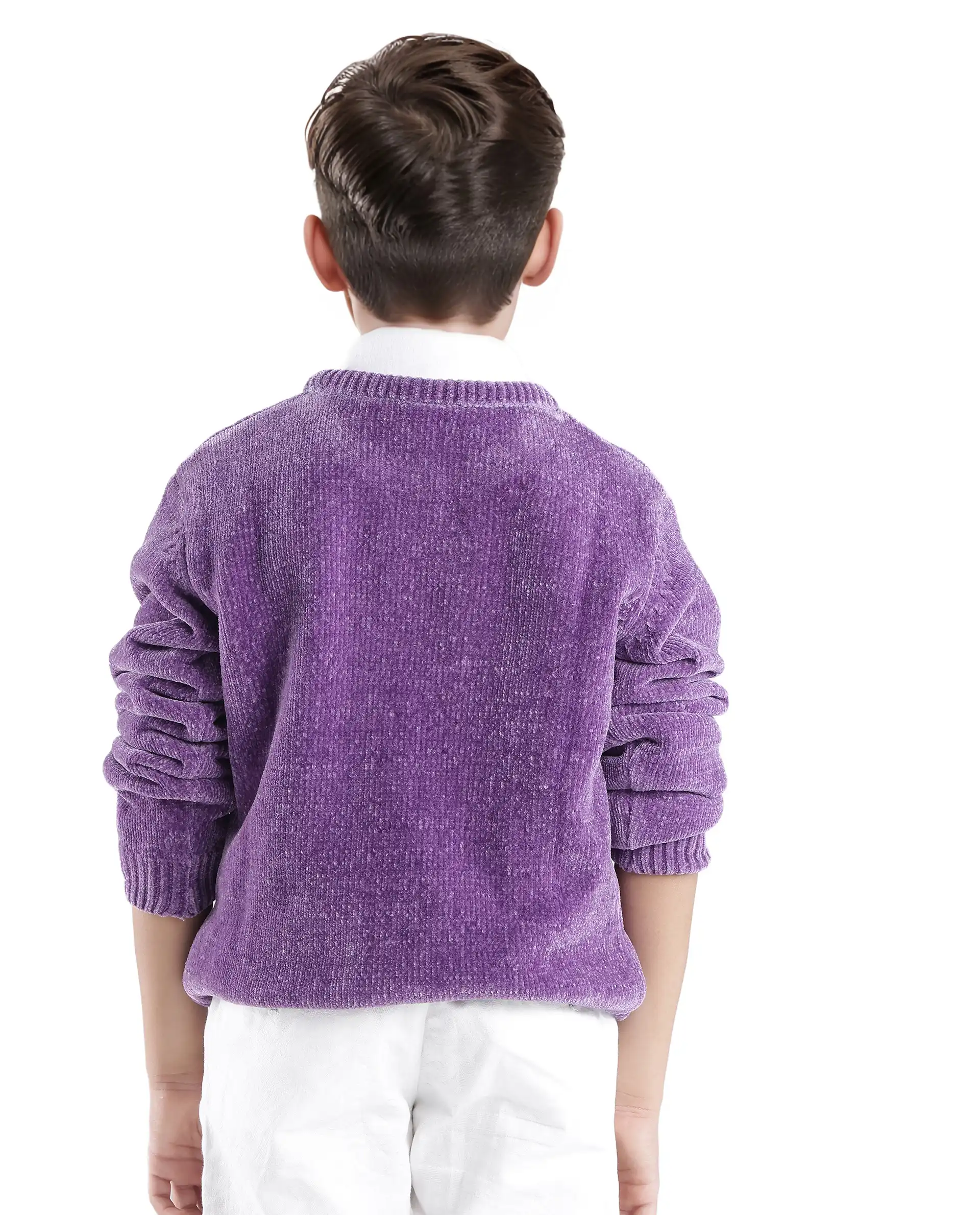 Rare Ones Kids Chenli Purple Full Sleeve Solid Regular Fit Sweater - Image 8