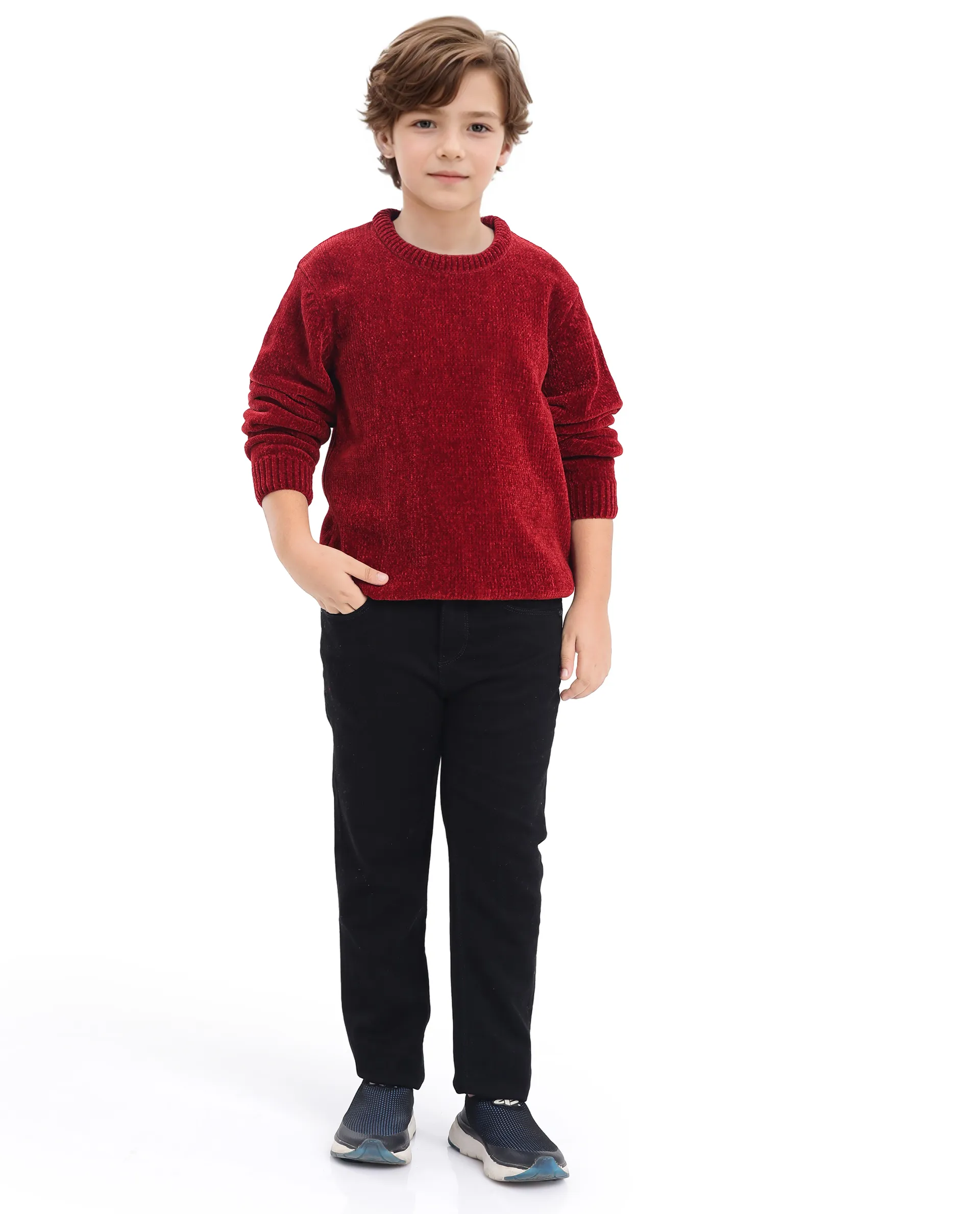 Rare Ones Kids Chenli Red Full Sleeve Solid Regular Fit Sweater - Image 2