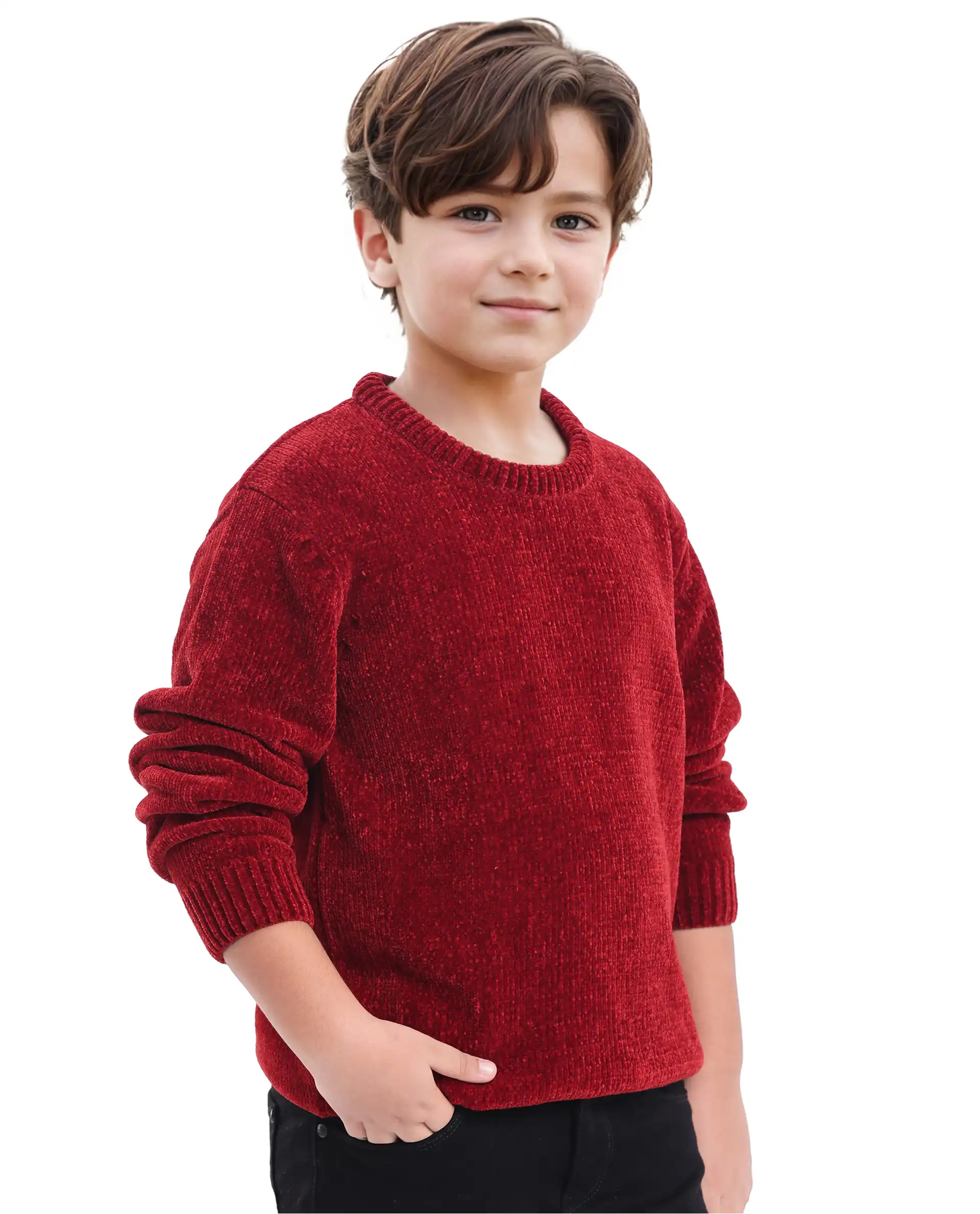 Rare Ones Kids Chenli Red Full Sleeve Solid Regular Fit Sweater - Image 6