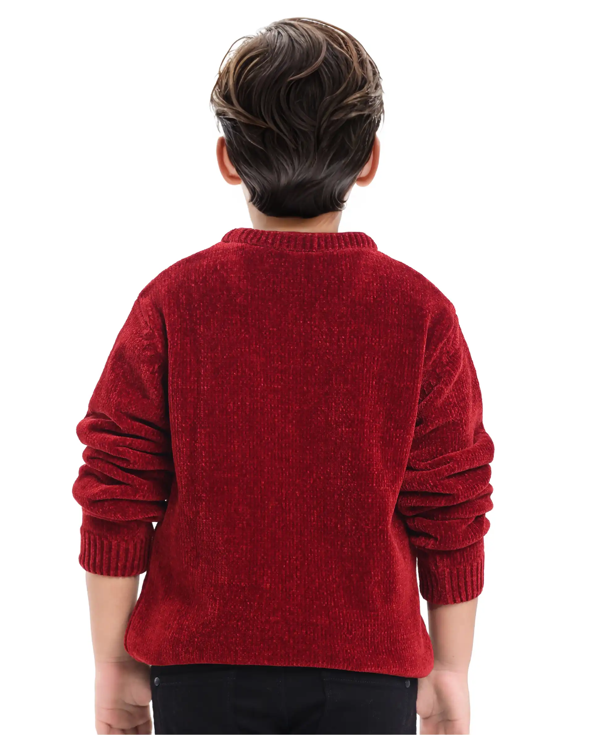 Rare Ones Kids Chenli Red Full Sleeve Solid Regular Fit Sweater - Image 8
