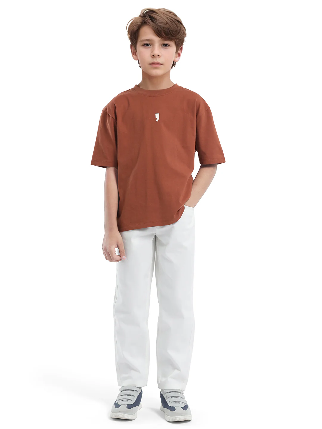 Rare Ones Kids Chile-K Rust Cotton Graphic Print Slip-On Oversized Fit T-Shirt - Image 2