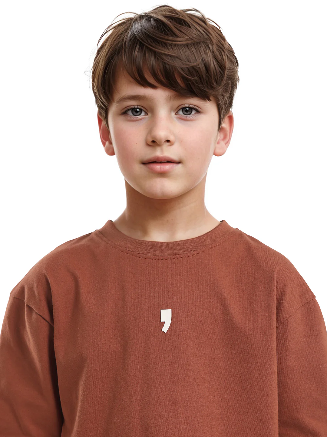 Rare Ones Kids Chile-K Rust Cotton Graphic Print Slip-On Oversized Fit T-Shirt - Image 3
