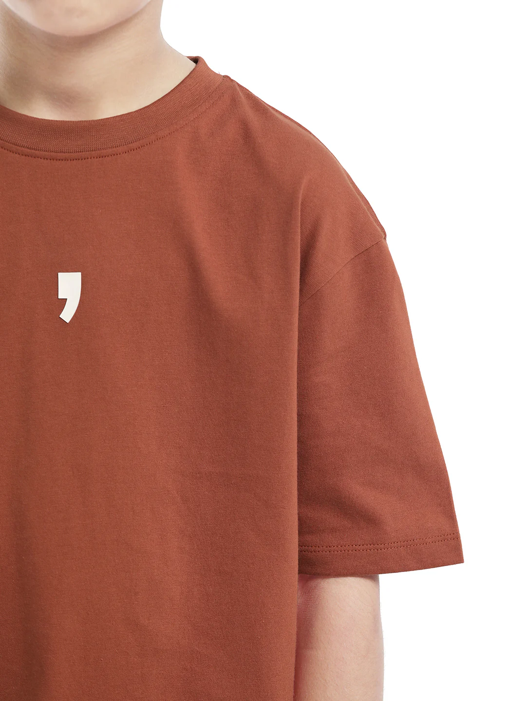 Rare Ones Kids Chile-K Rust Cotton Graphic Print Slip-On Oversized Fit T-Shirt - Image 4