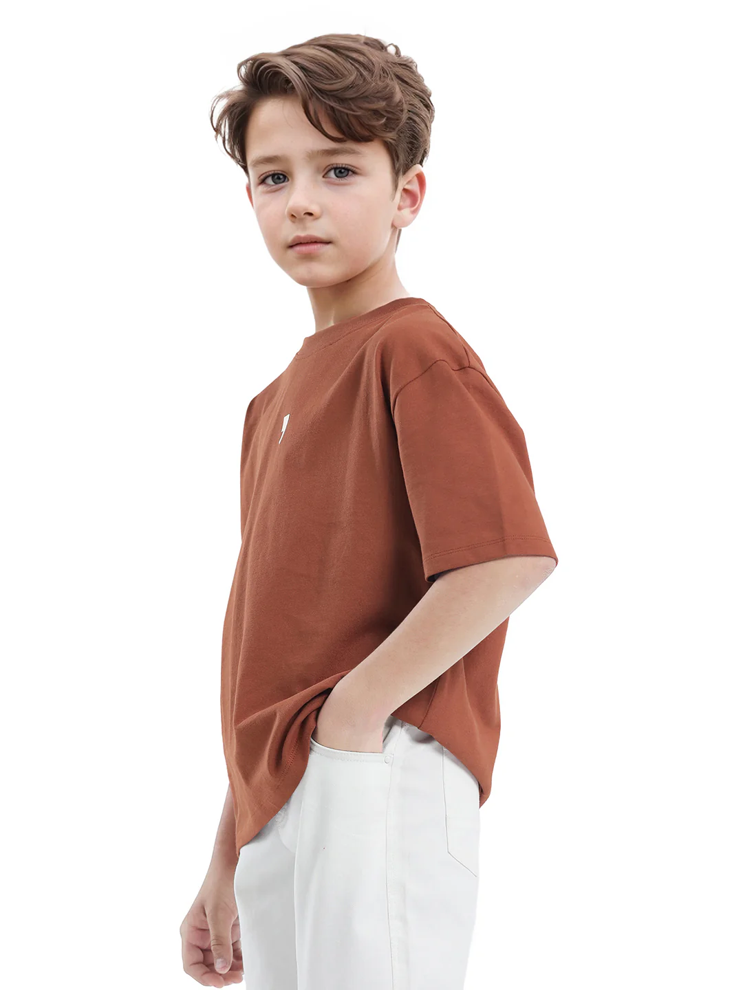 Rare Ones Kids Chile-K Rust Cotton Graphic Print Slip-On Oversized Fit T-Shirt - Image 5