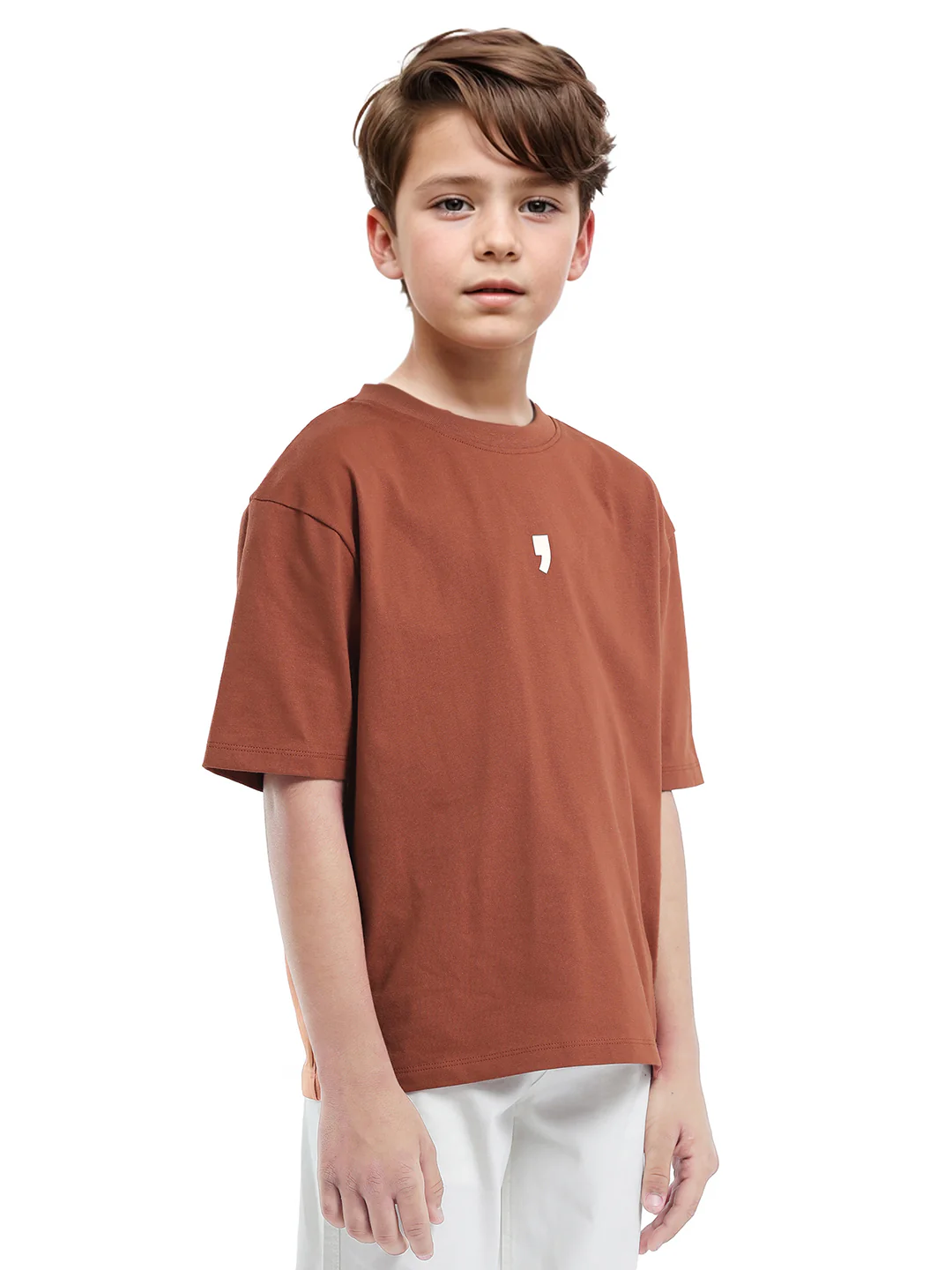 Rare Ones Kids Chile-K Rust Cotton Graphic Print Slip-On Oversized Fit T-Shirt - Image 6