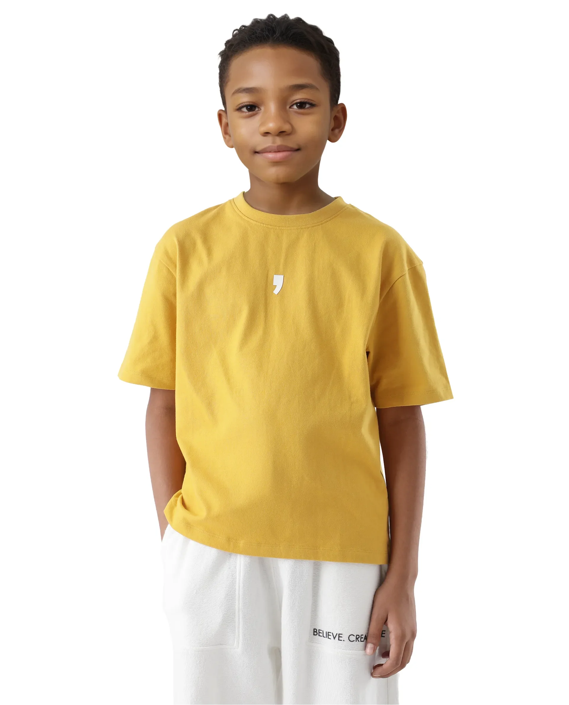 Rare Ones Kids Chile-K Yellow Cotton Graphic Print Slip-On Oversized Fit T-Shirt - Image 2