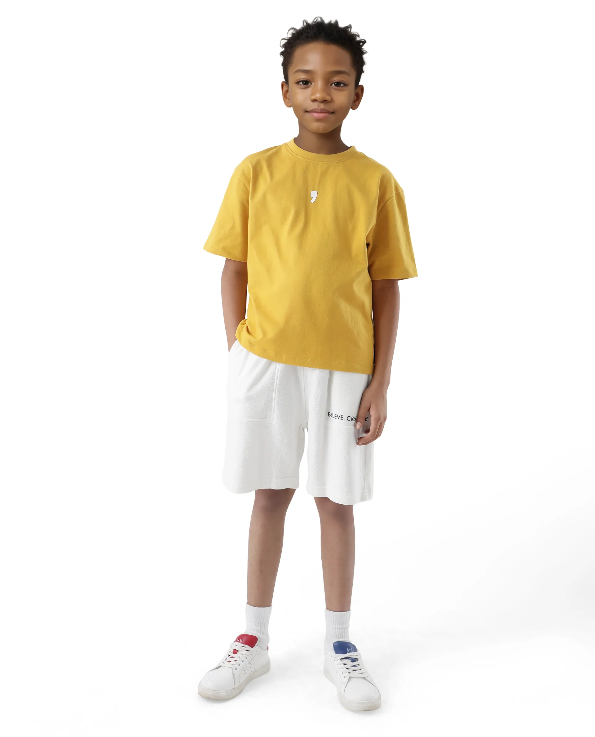 Rare Ones Kids Chile-K Yellow Cotton Graphic Print Slip-On Oversized Fit T-Shirt - Image 3