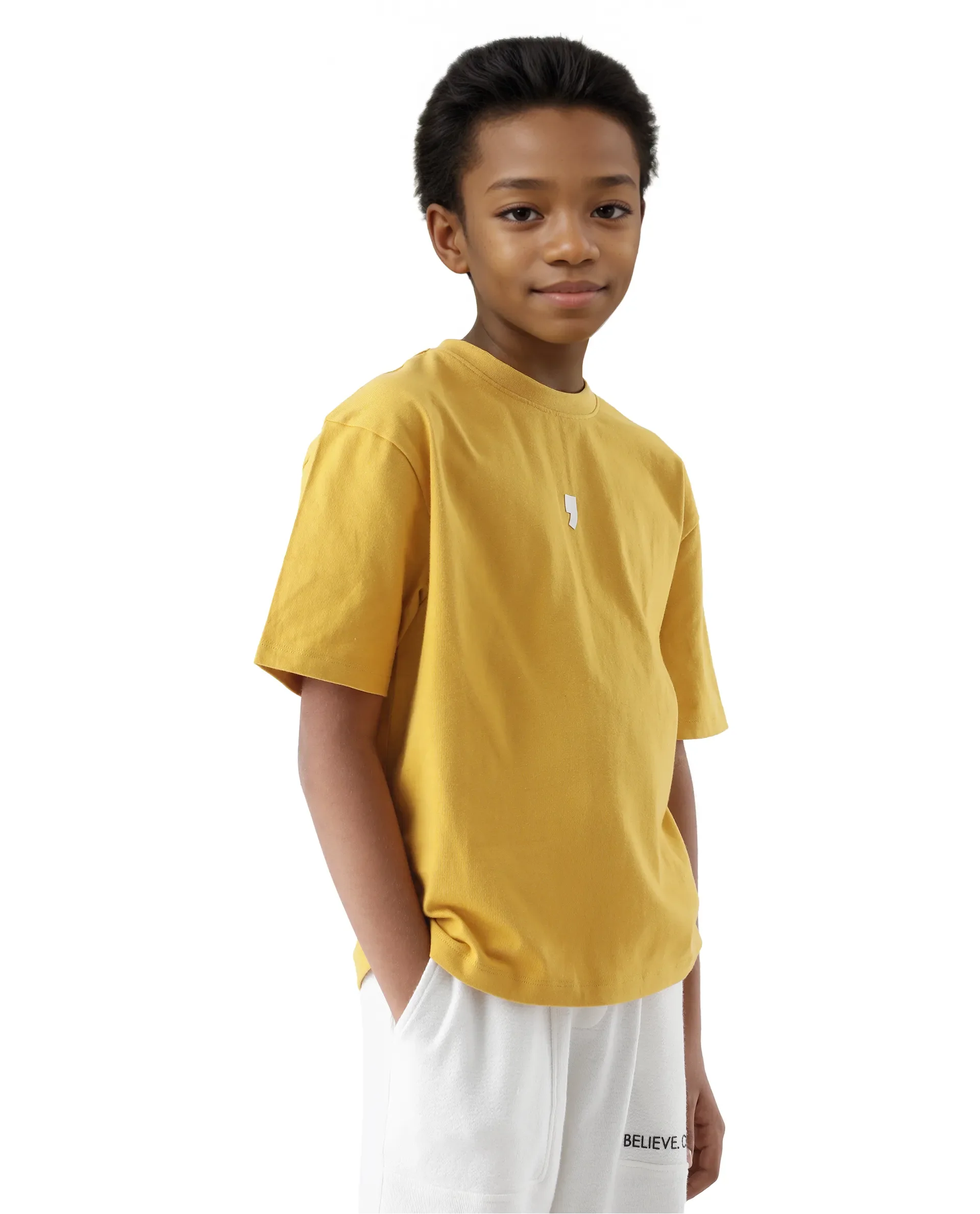 Rare Ones Kids Chile-K Yellow Cotton Graphic Print Slip-On Oversized Fit T-Shirt - Image 5