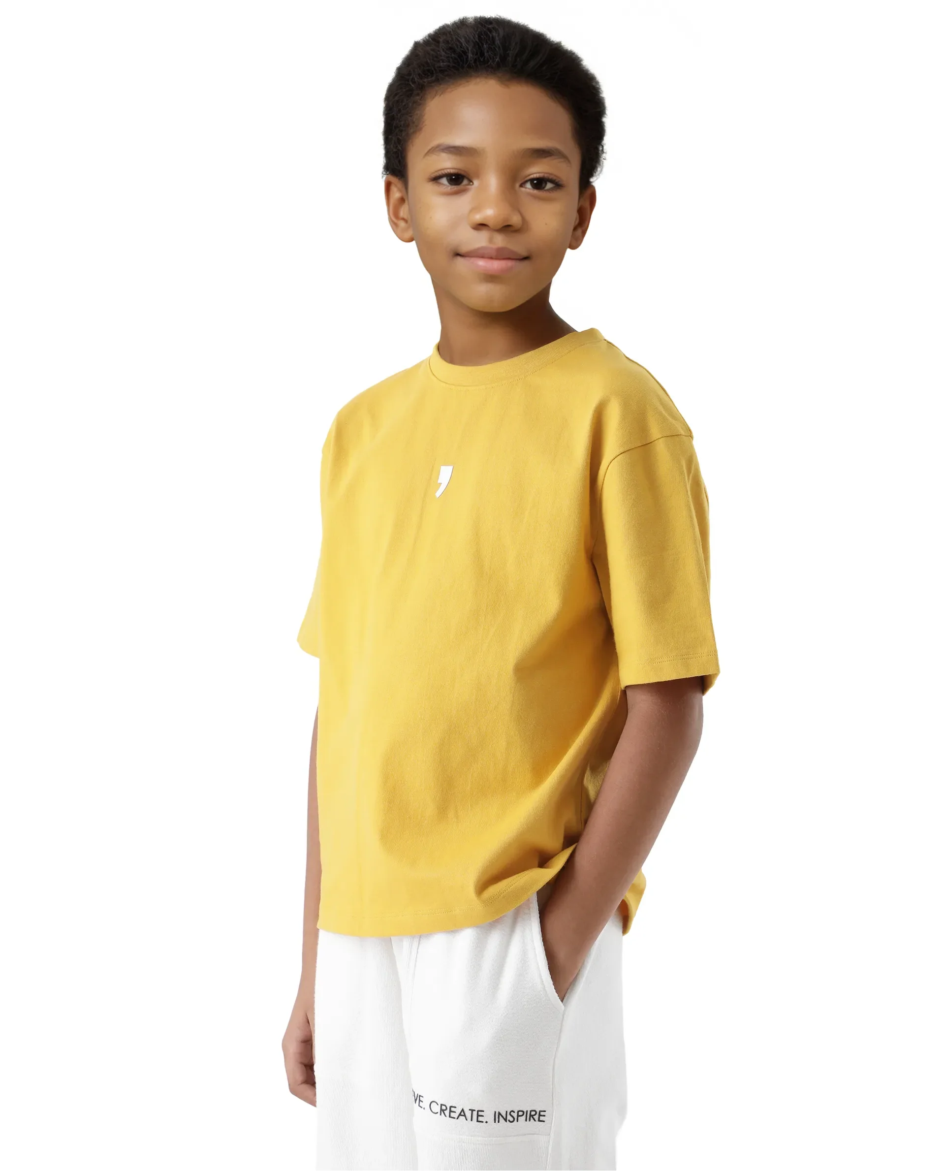 Rare Ones Kids Chile-K Yellow Cotton Graphic Print Slip-On Oversized Fit T-Shirt - Image 6