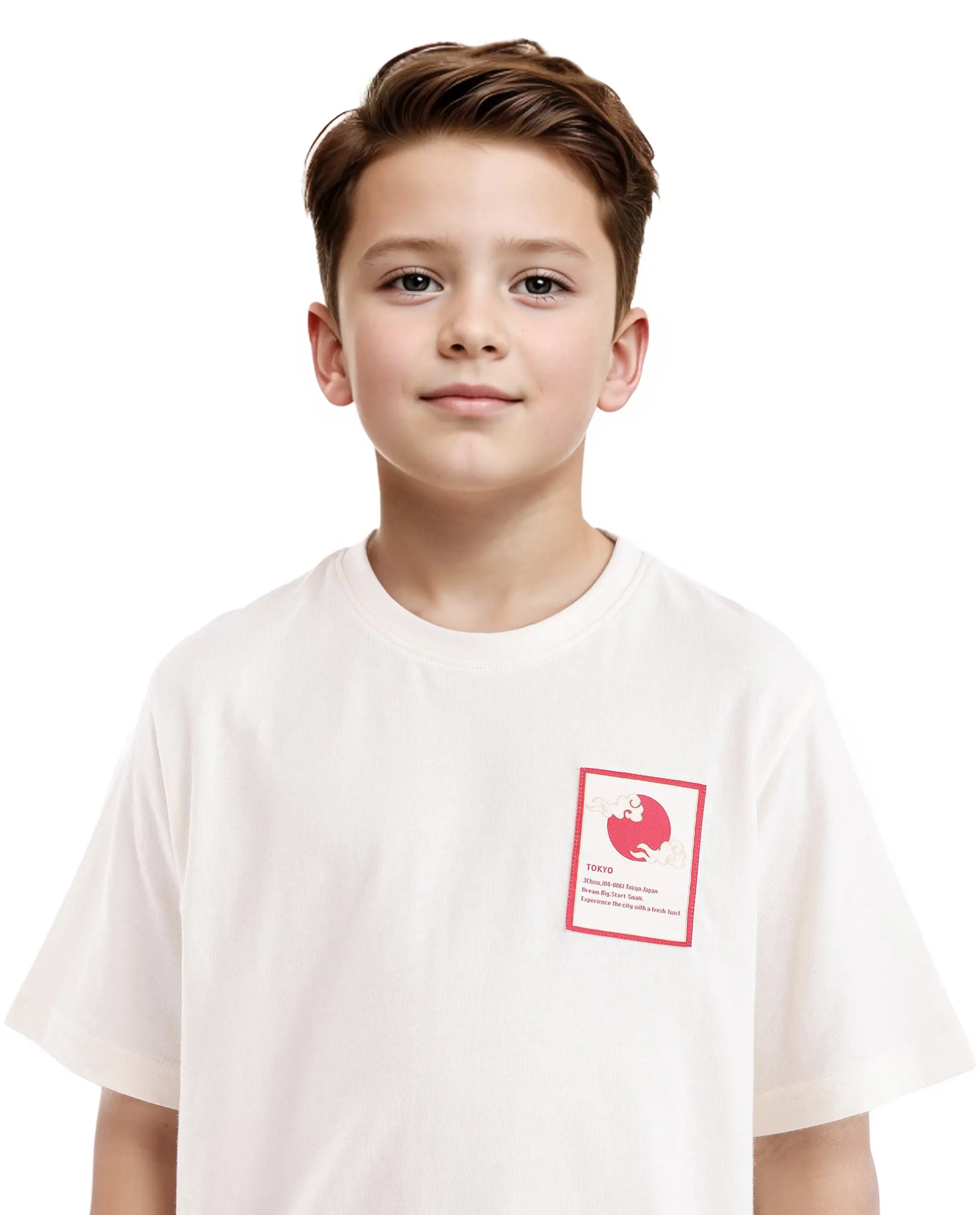 Rare Ones Kids Citz Off White Cotton Short Sleeve Crew Neck Solid T-Shirt - Image 3