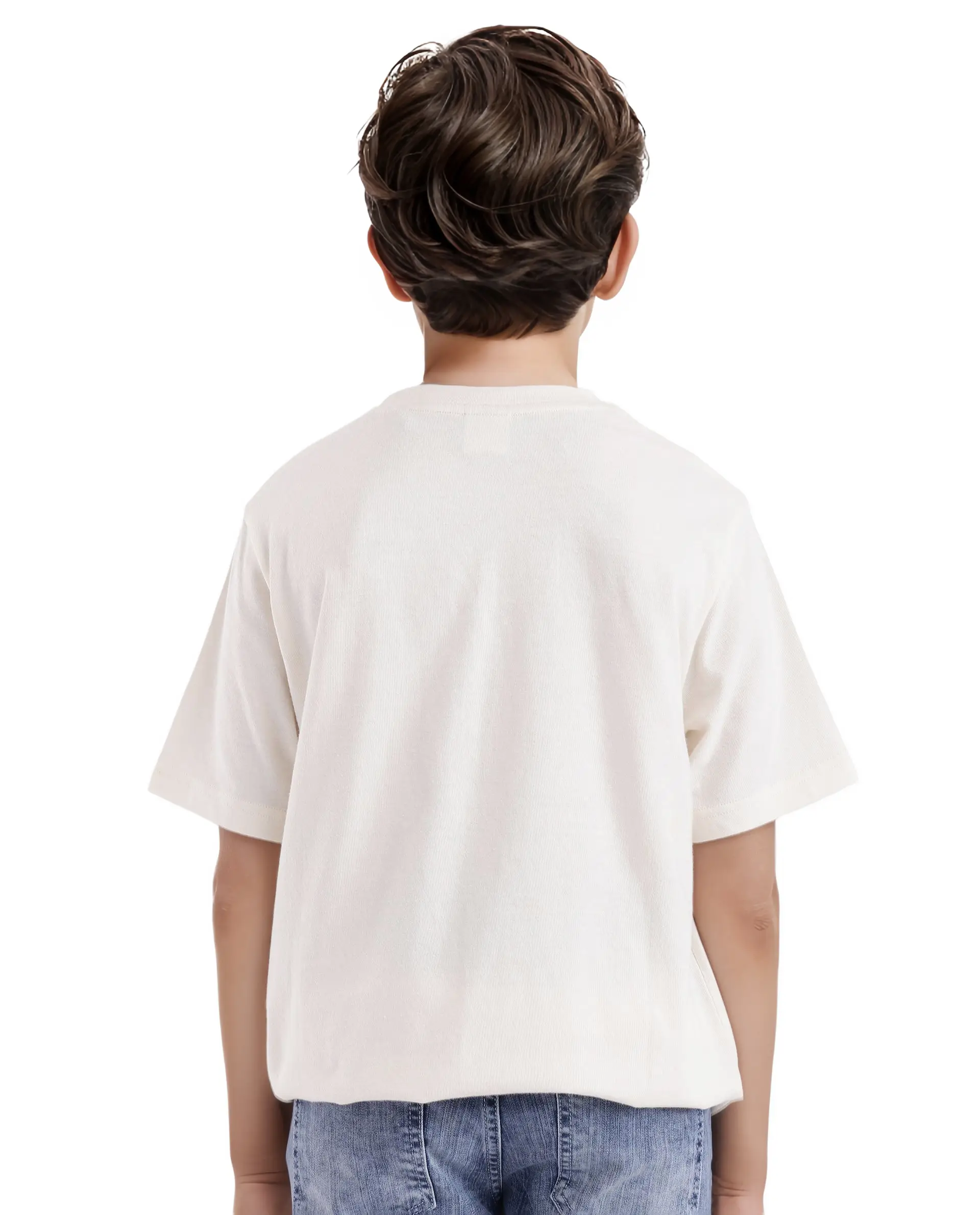Rare Ones Kids Citz Off White Cotton Short Sleeve Crew Neck Solid T-Shirt - Image 8