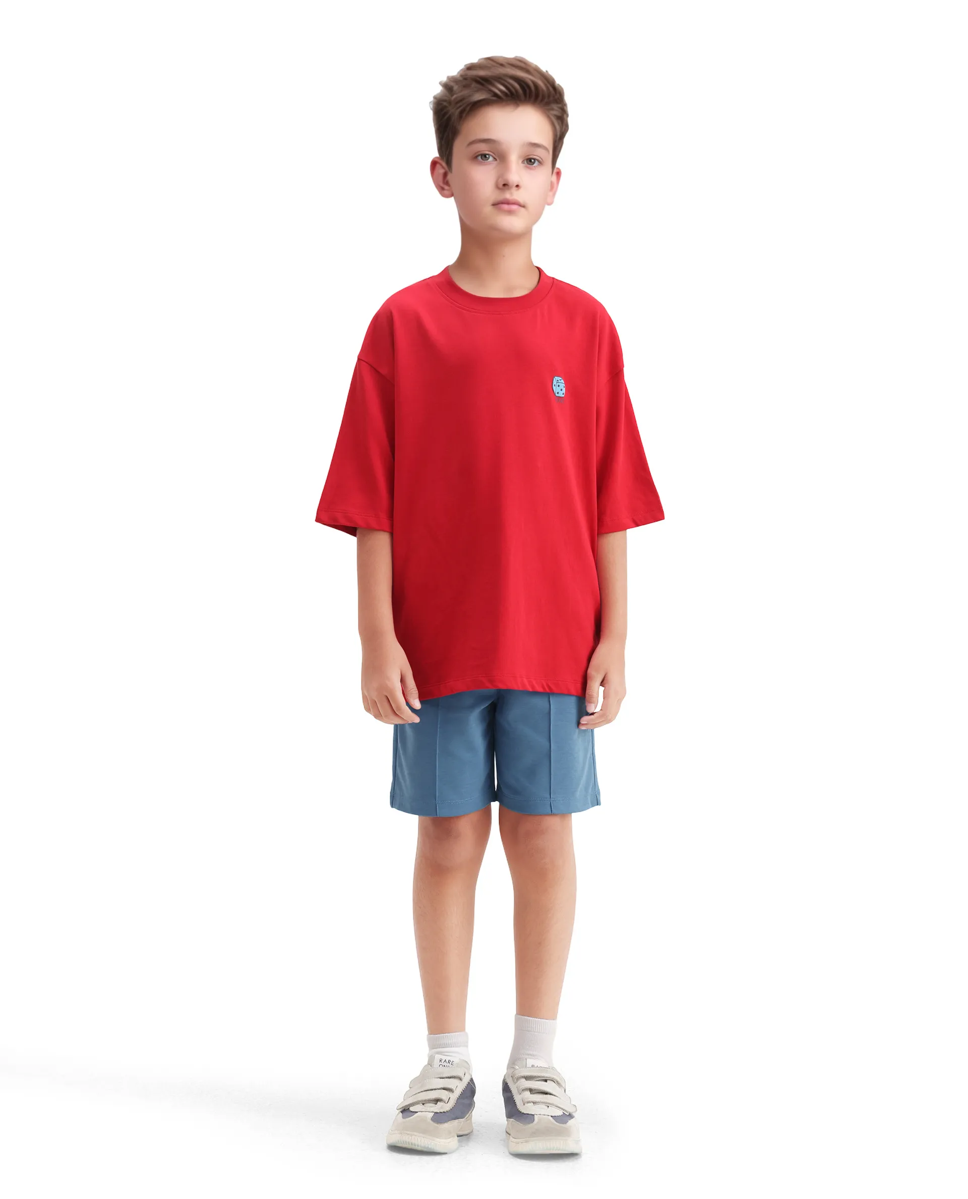 Rare Ones Kids Clas Blue Cotton Solid Button & Zip Closure Regular Fit Shorts - Image 6