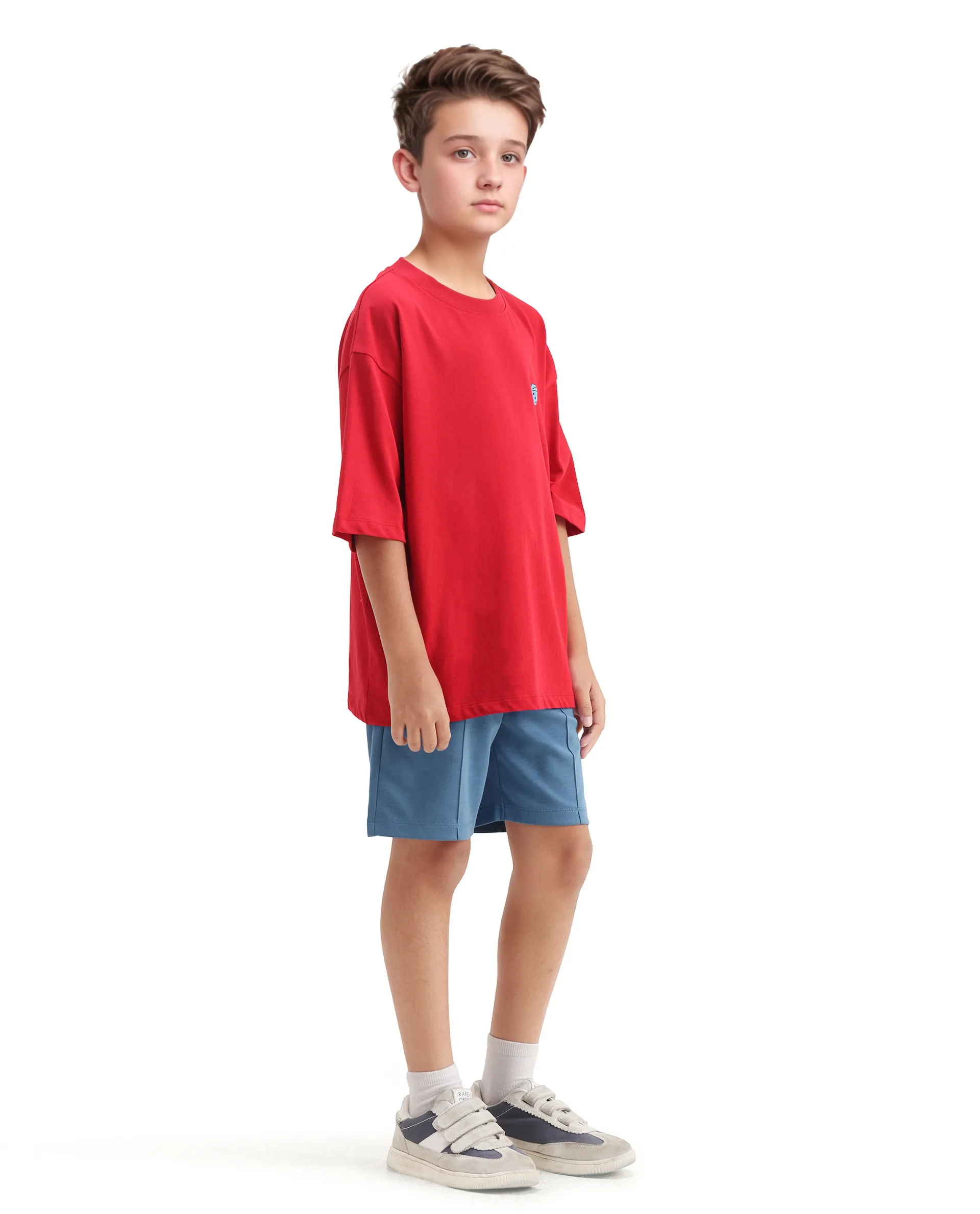Rare Ones Kids Clas Blue Cotton Solid Button & Zip Closure Regular Fit Shorts - Image 7