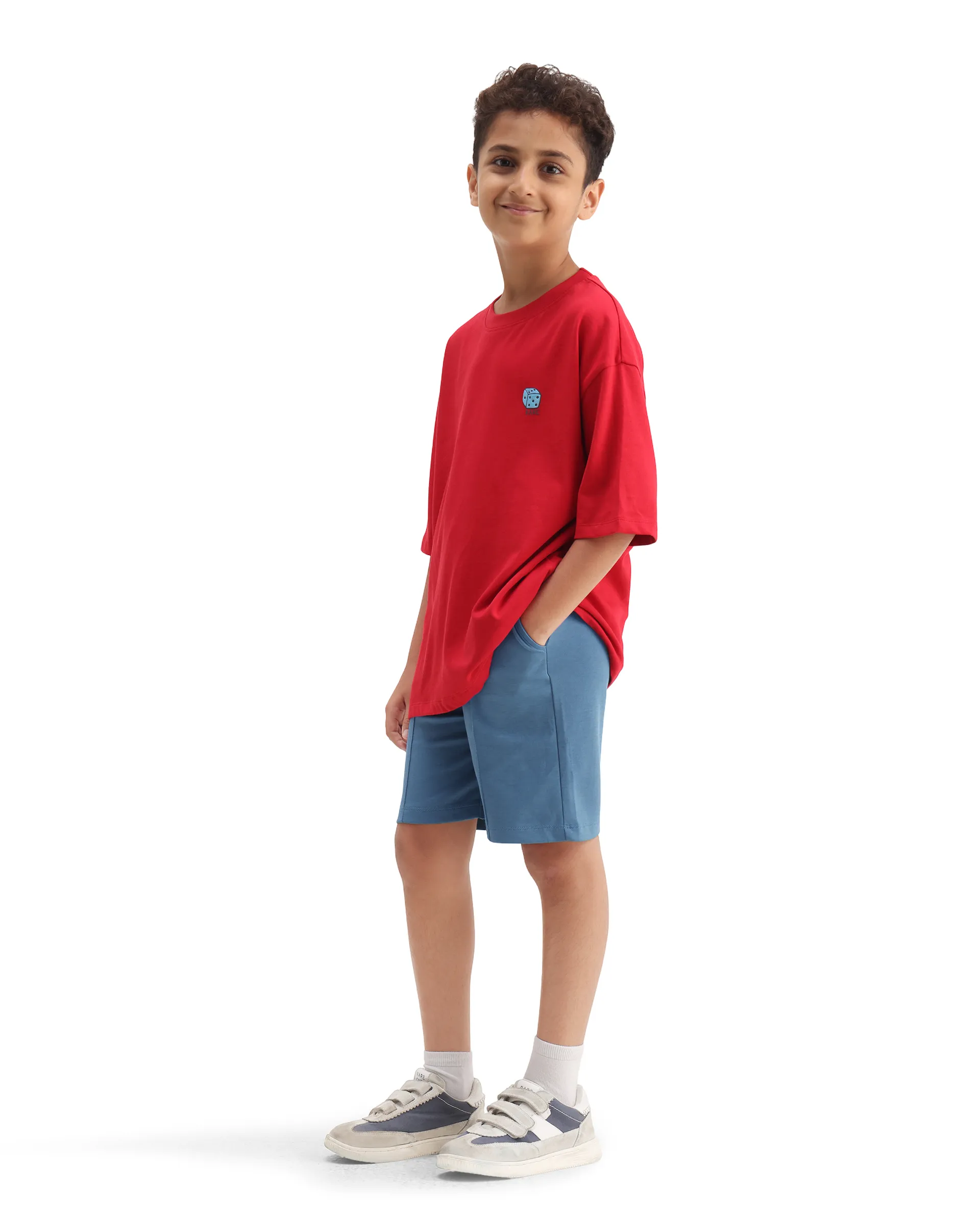 Rare Ones Kids Clas Blue Cotton Solid Button & Zip Closure Regular Fit Shorts - Image 8