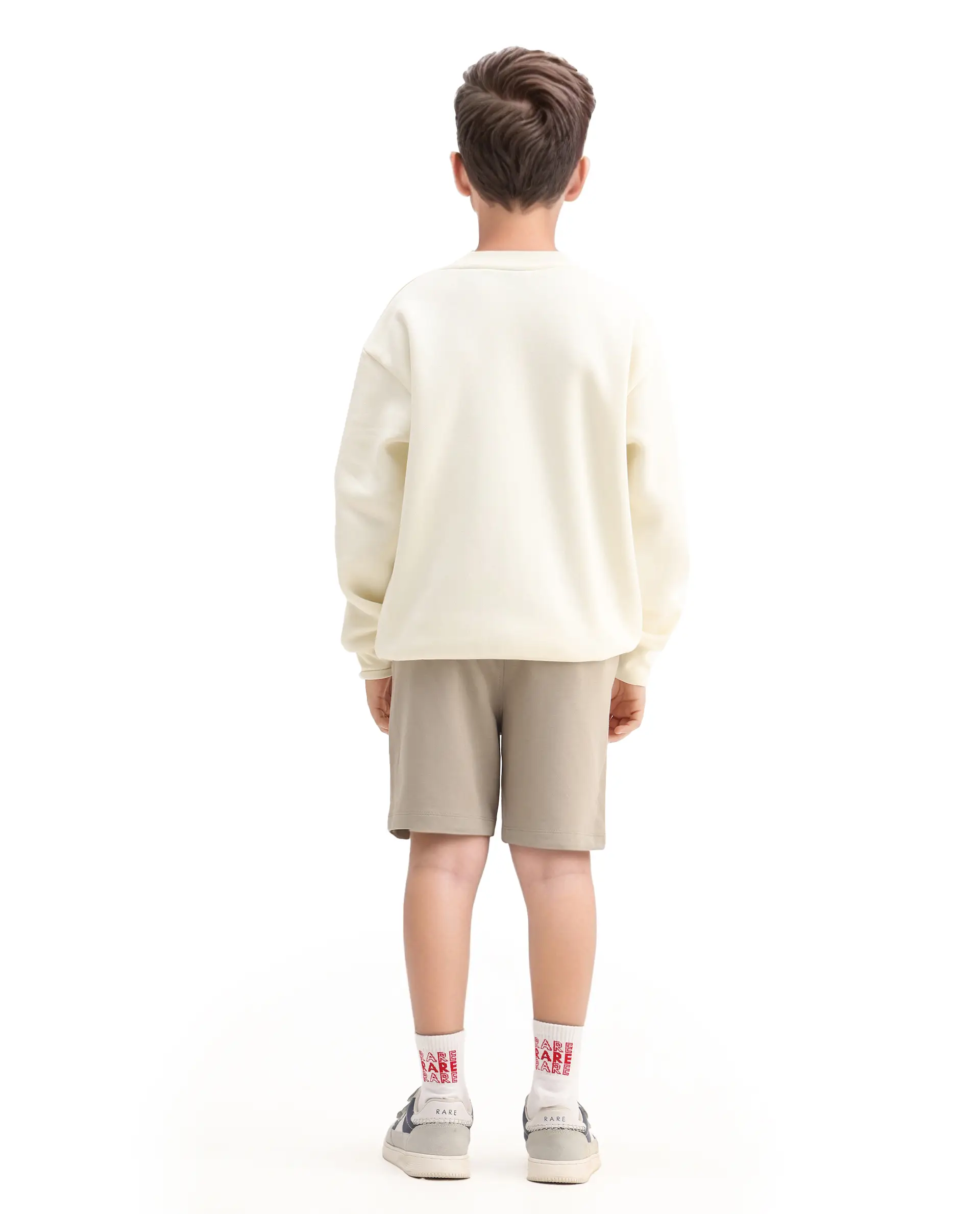 Rare Ones Kids Clas Dark Beige Cotton Solid Button And Zip Closure Regular Fit Shorts - Image 6
