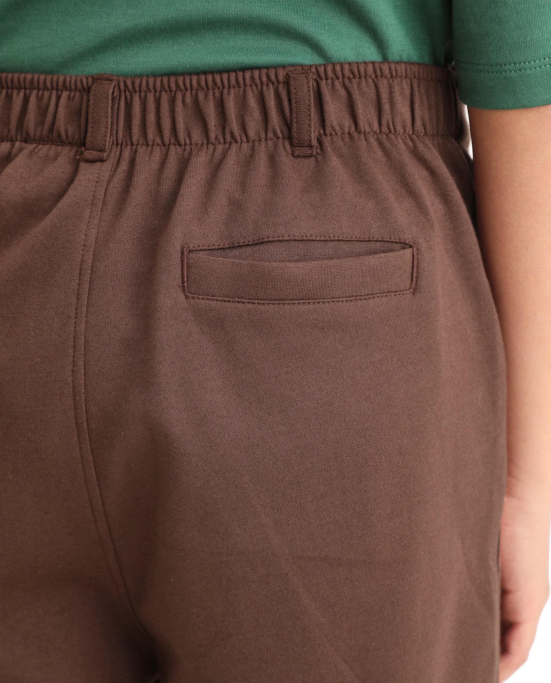 Rare Ones Kids Clas Dark Brown Cotton Solid Button & Zip Closure Regular Fit Shorts - Image 4