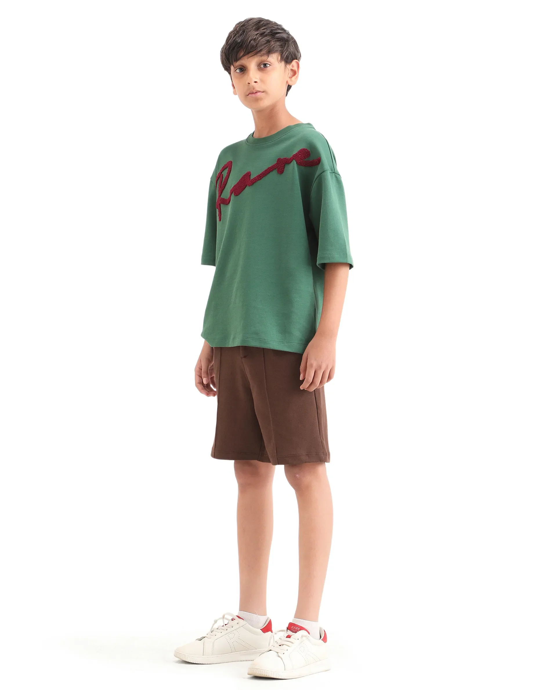 Rare Ones Kids Clas Dark Brown Cotton Solid Button & Zip Closure Regular Fit Shorts - Image 6