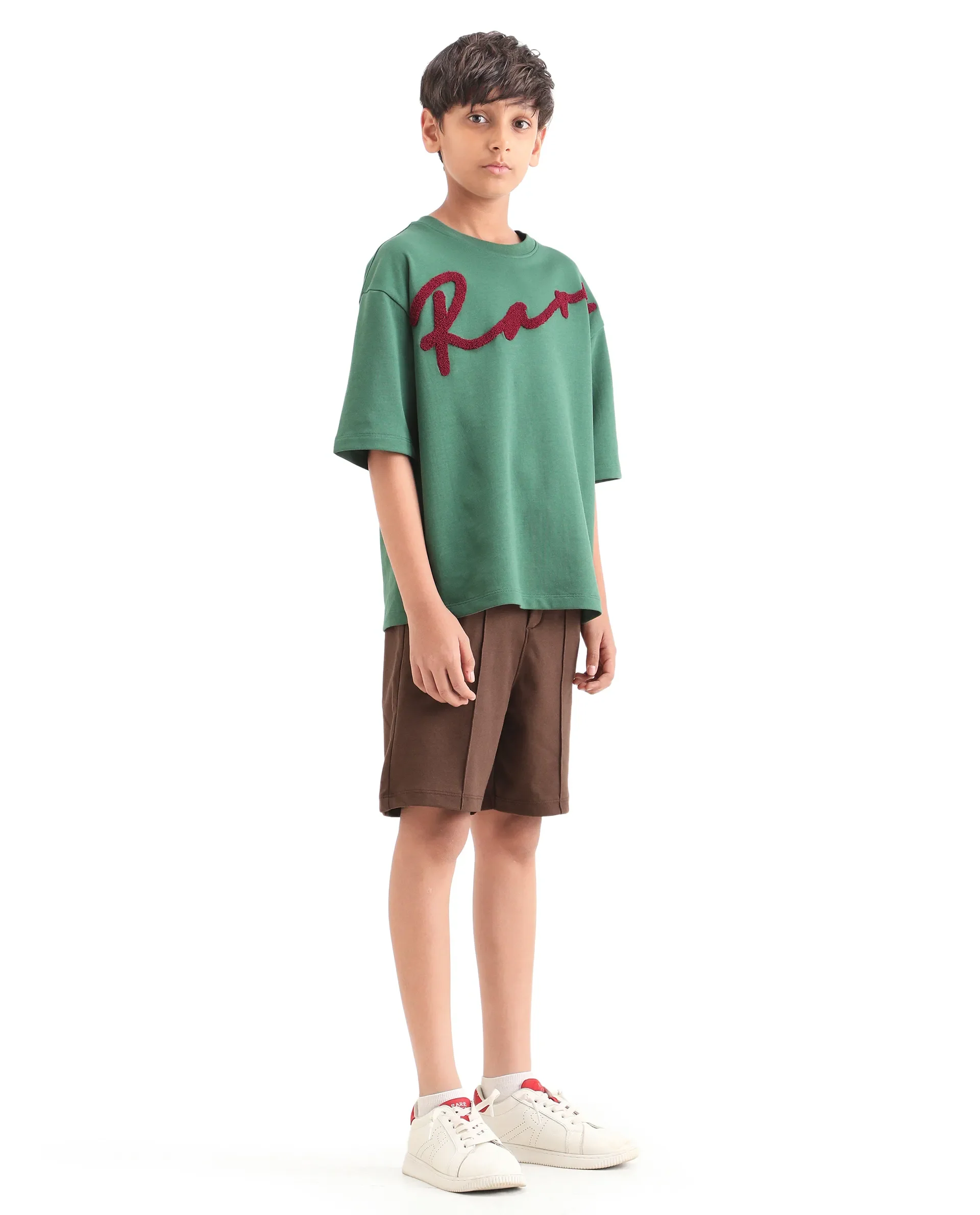 Rare Ones Kids Clas Dark Brown Cotton Solid Button & Zip Closure Regular Fit Shorts - Image 7