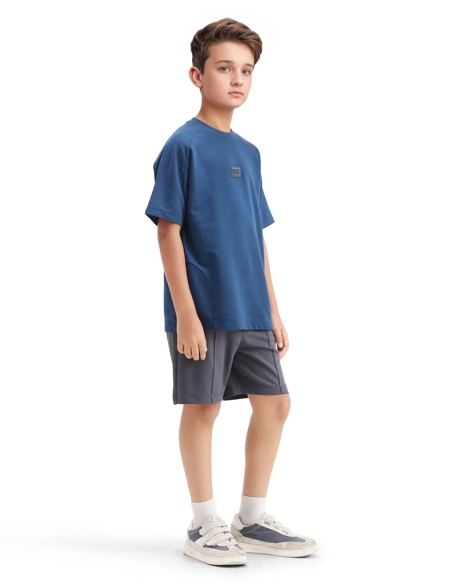 Rare Ones Kids Clas Dusky Grey Cotton Solid Button & Zip Closure Regular Fit Shorts - Image 7