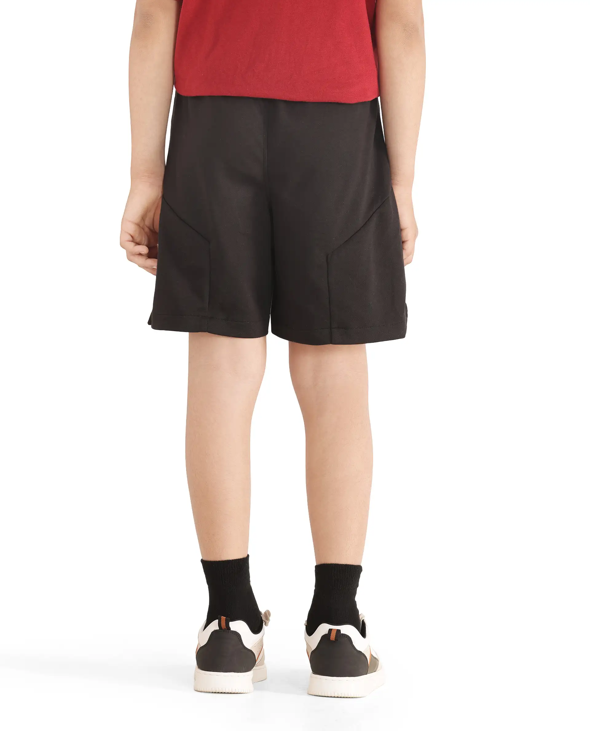 Rare Ones Kids Clon Black Cotton Drawstring Closure Regular Solid Shorts - Image 10