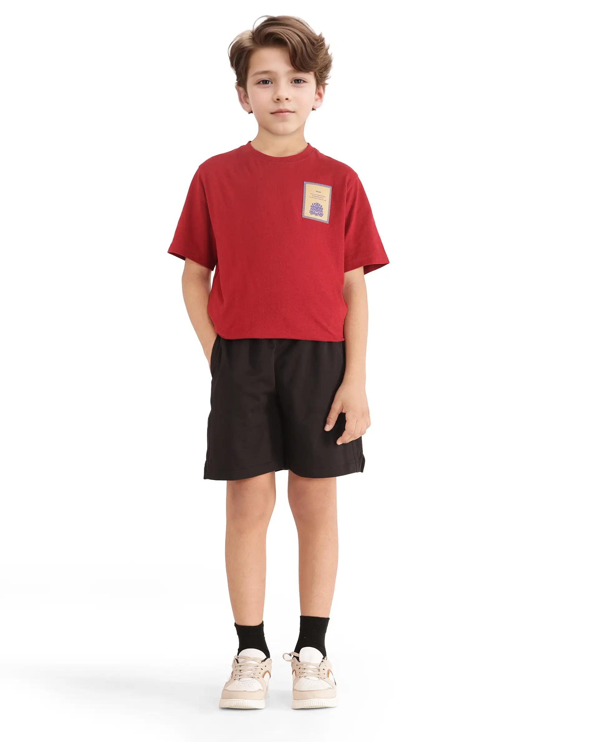 Rare Ones Kids Clon Black Cotton Drawstring Closure Regular Solid Shorts - Image 2