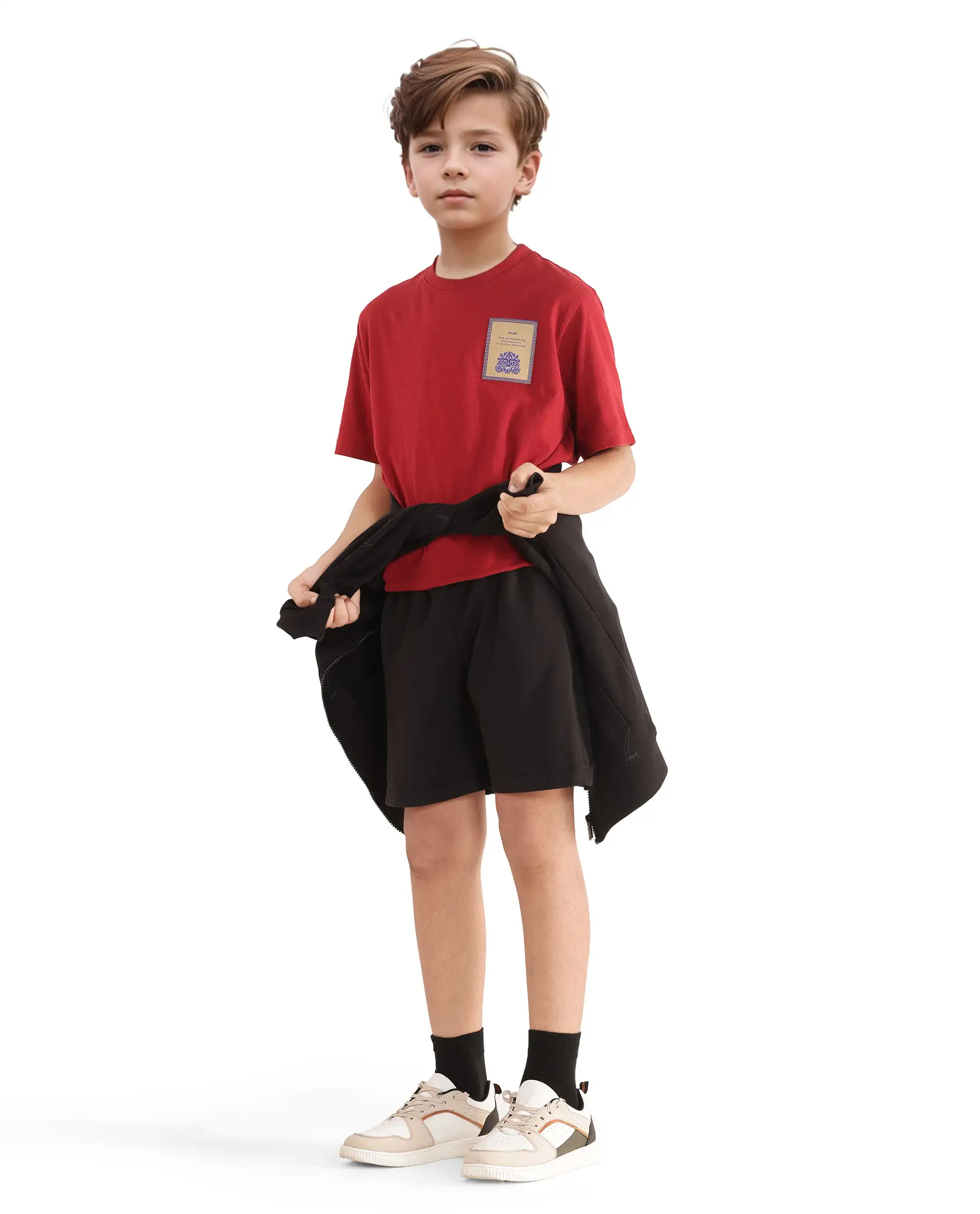 Rare Ones Kids Clon Black Cotton Drawstring Closure Regular Solid Shorts - Image 3