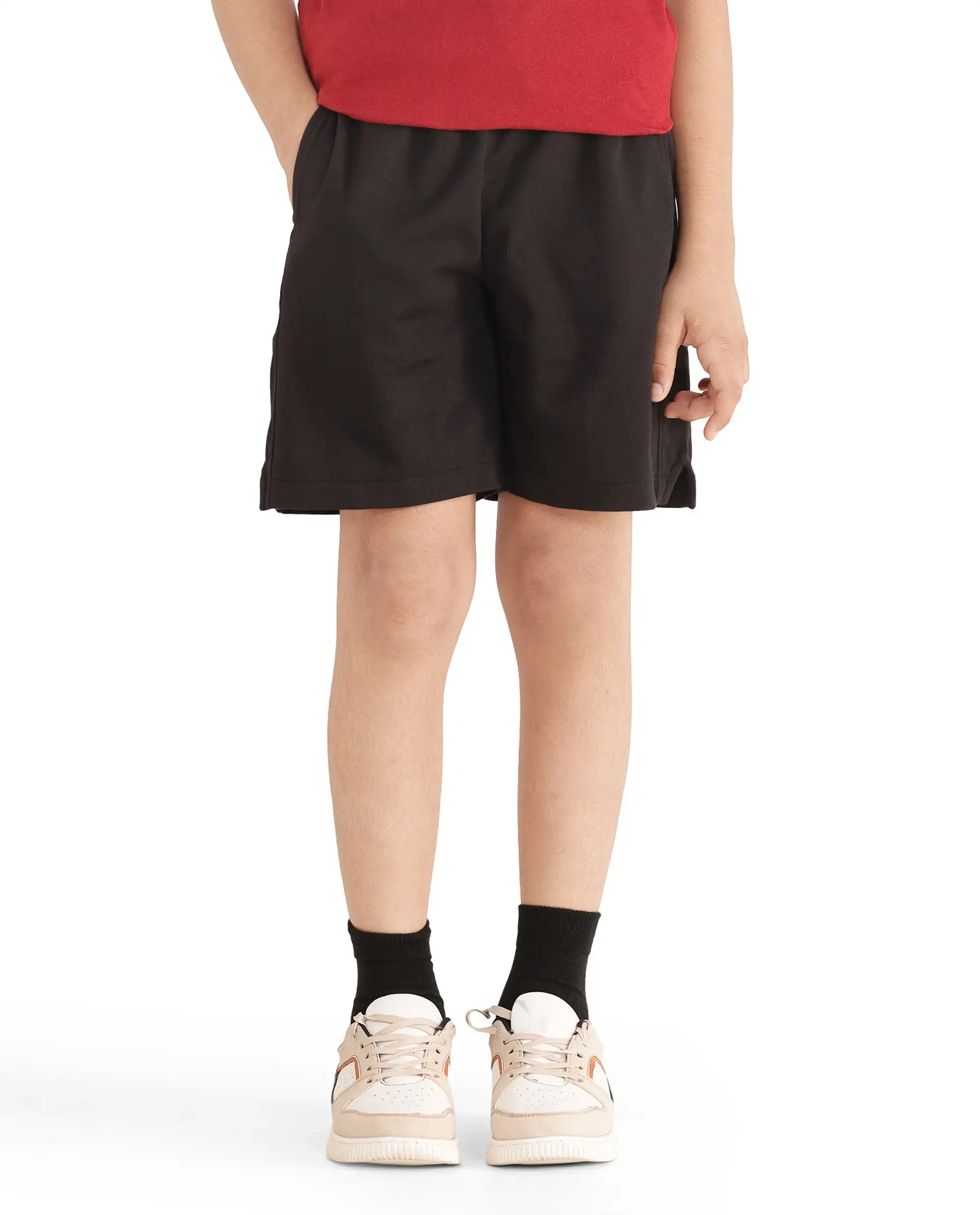 Rare Ones Kids Clon Black Cotton Drawstring Closure Regular Solid Shorts - Image 7