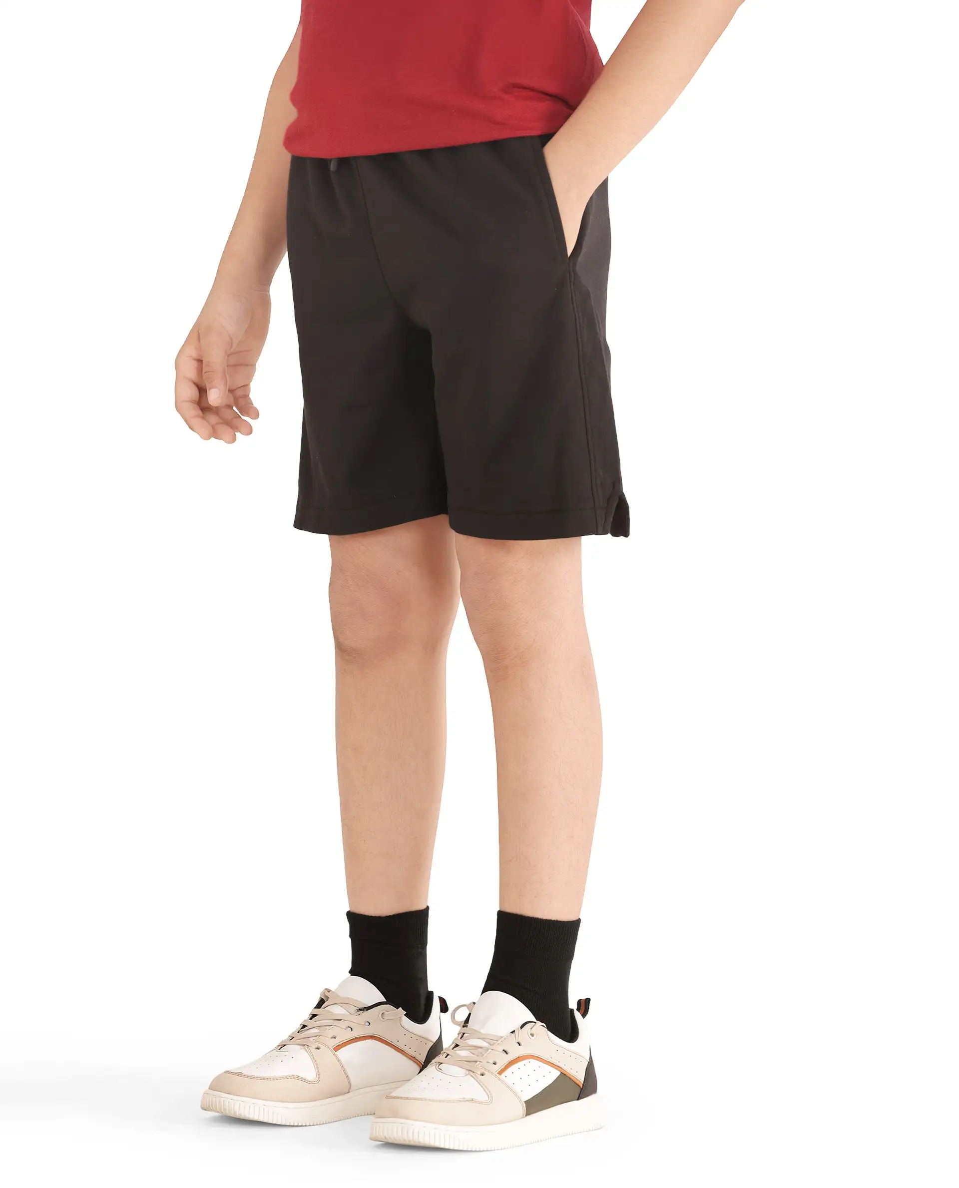 Rare Ones Kids Clon Black Cotton Drawstring Closure Regular Solid Shorts - Image 8
