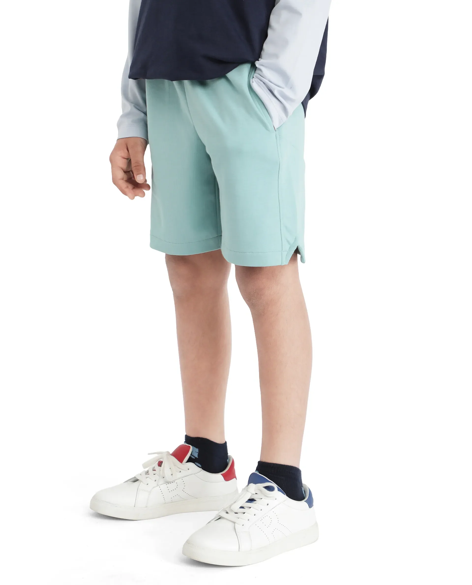 Rare Ones Kids Clon Blue Cotton Drawstring Closure Regular Solid Shorts - Image 4