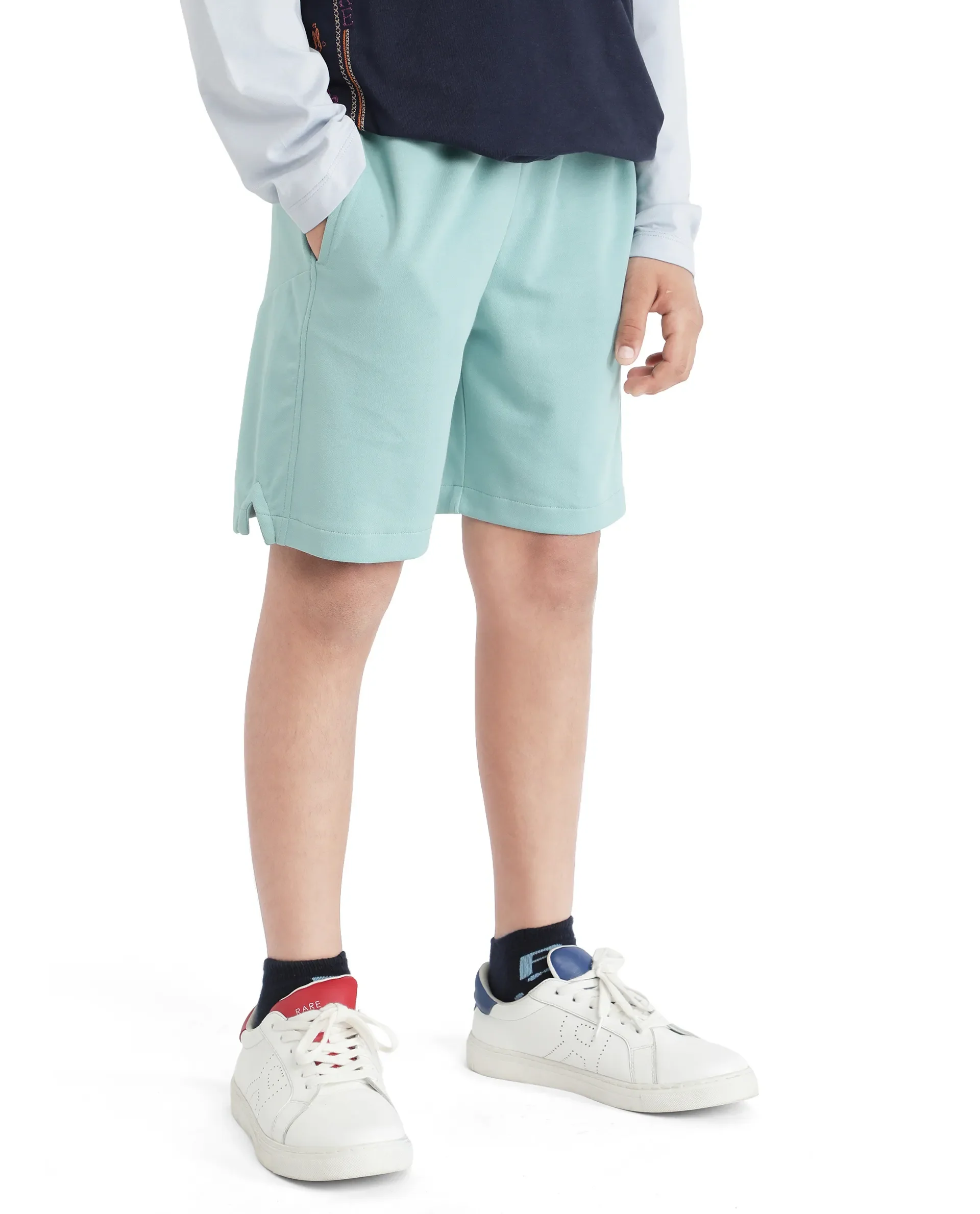 Rare Ones Kids Clon Blue Cotton Drawstring Closure Regular Solid Shorts - Image 5