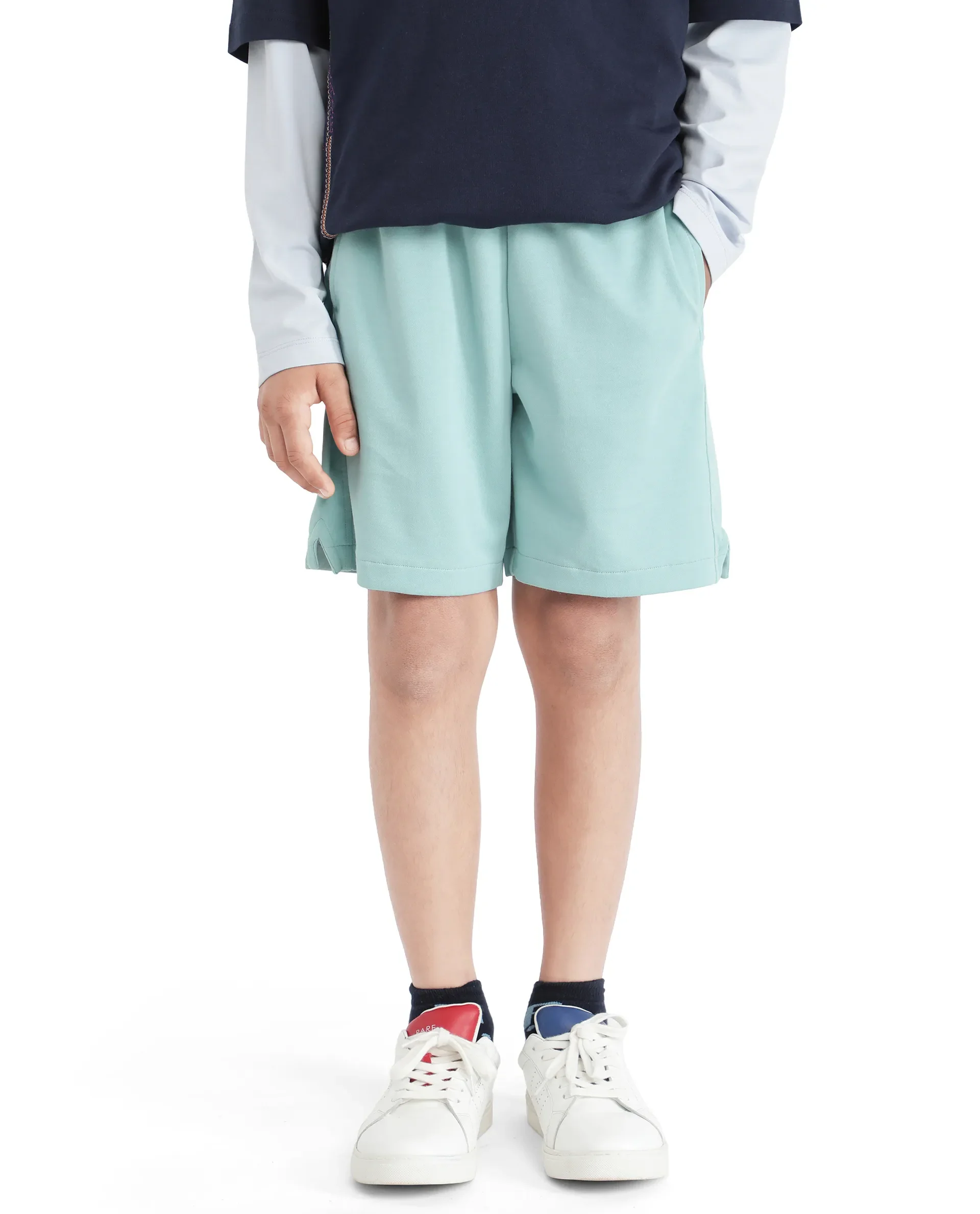 Rare Ones Kids Clon Blue Cotton Drawstring Closure Regular Solid Shorts - Image 6