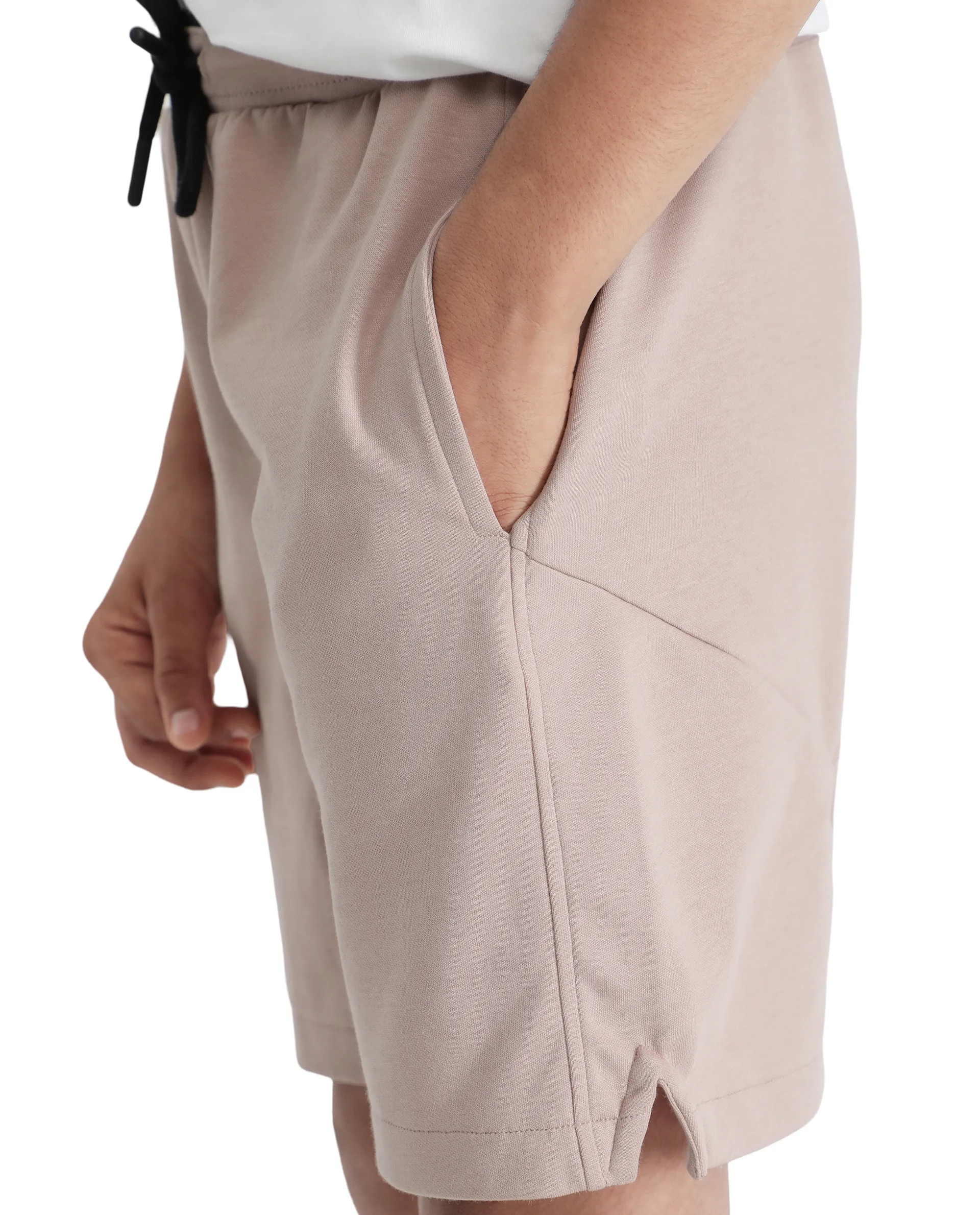 Rare Ones Kids Clon Dusky Peach Cotton Drawstring Closure Regular Solid Shorts - Image 5