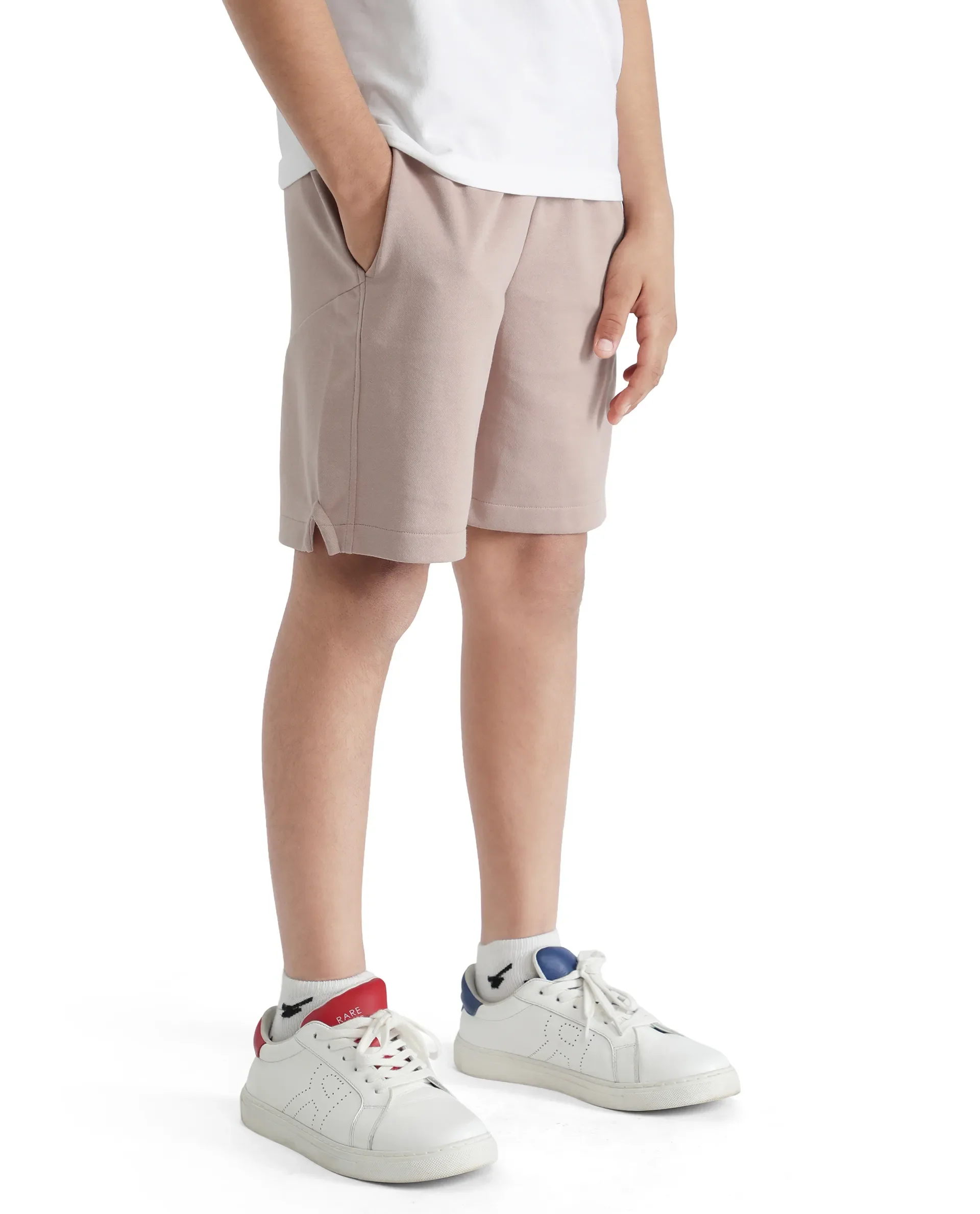 Rare Ones Kids Clon Dusky Peach Cotton Drawstring Closure Regular Solid Shorts - Image 7