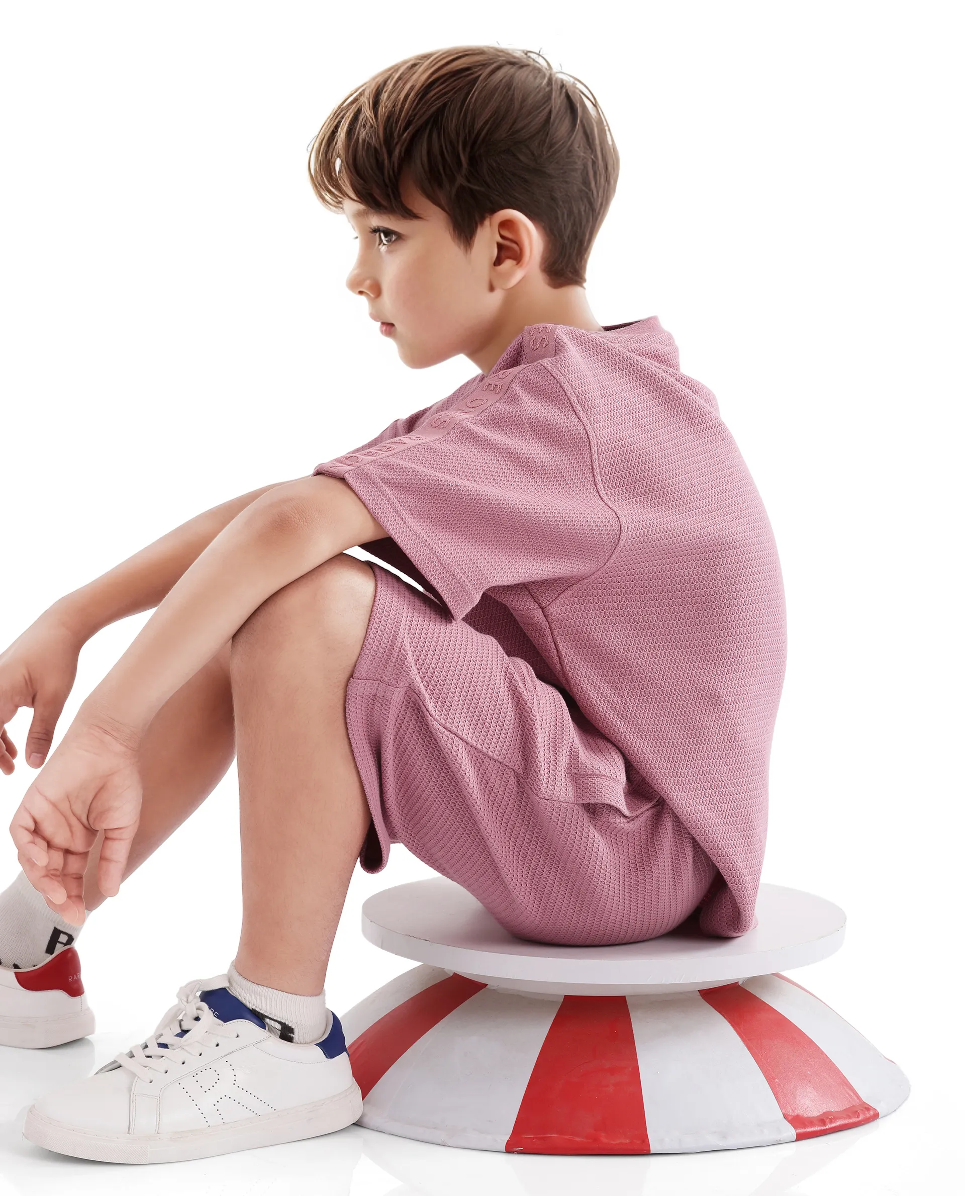 Rare Ones Kids Cole Dusky Pink Cotton Solid Shorts - Image 2