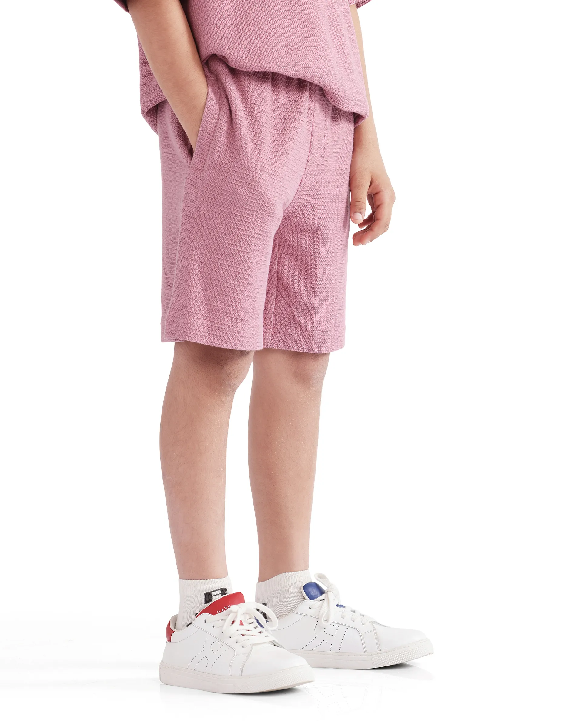 Rare Ones Kids Cole Dusky Pink Cotton Solid Shorts - Image 4