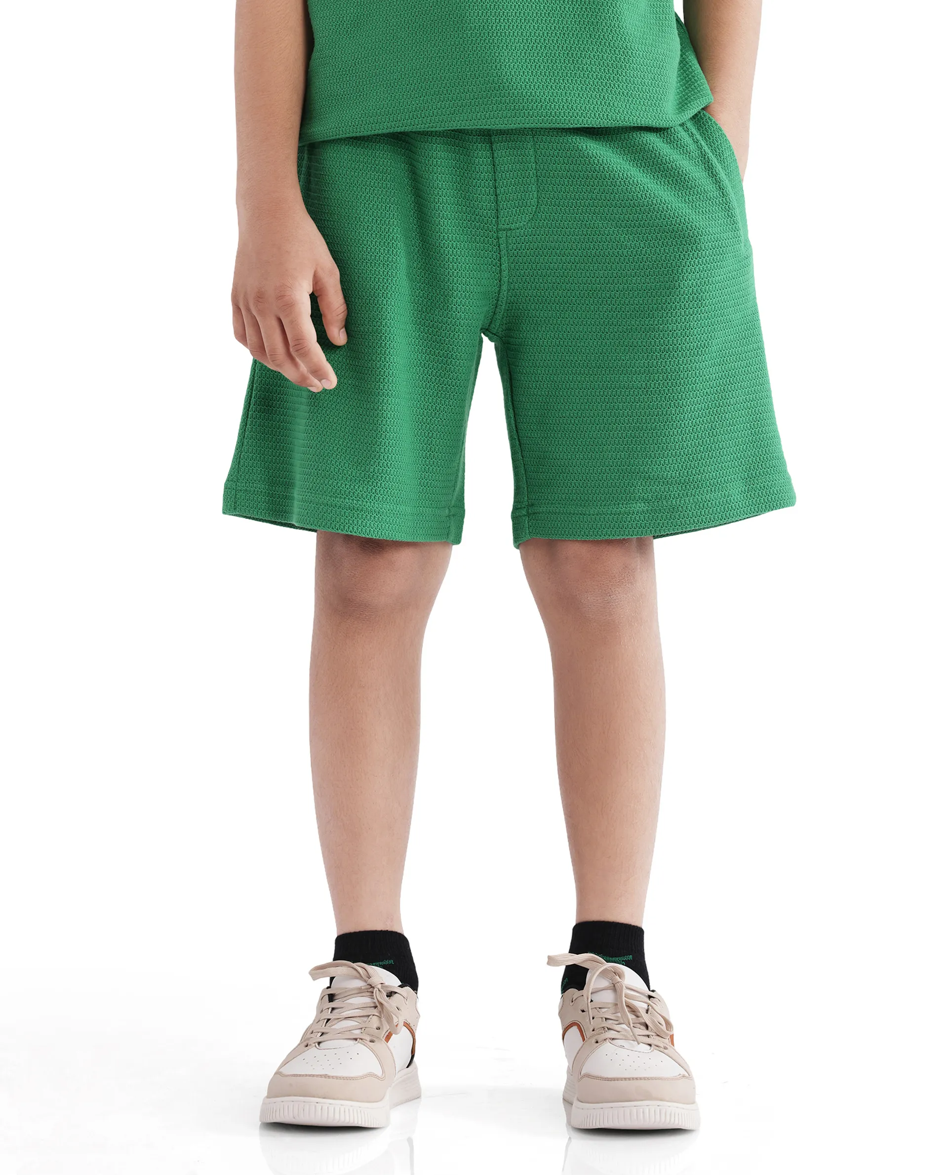 Rare Ones Kids Cole Green Cotton Solid Shorts - Image 3