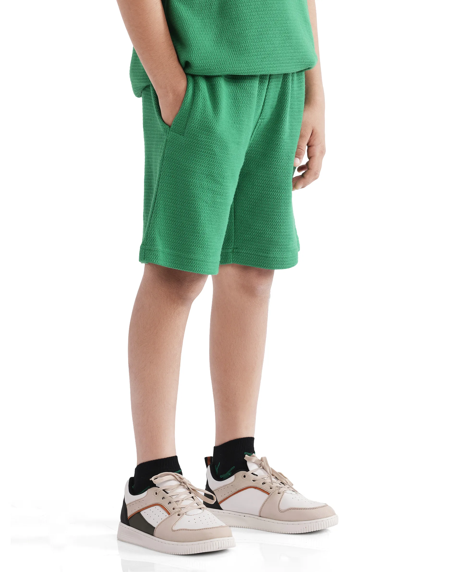 Rare Ones Kids Cole Green Cotton Solid Shorts - Image 6