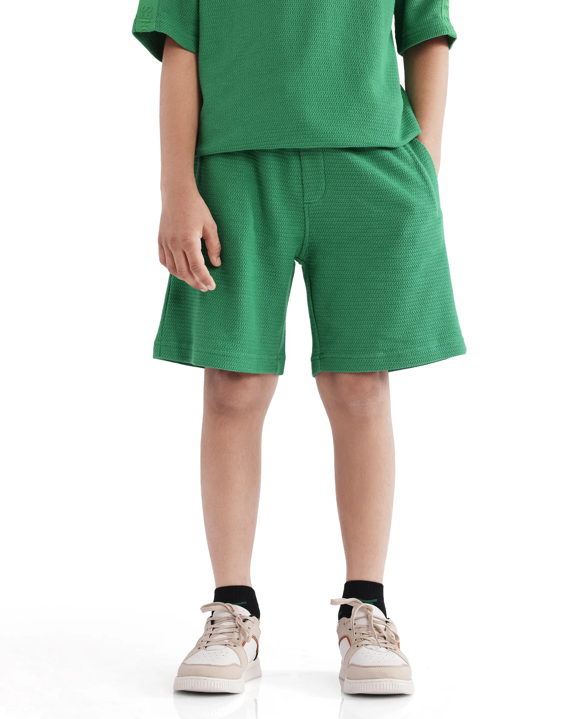Rare Ones Kids Cole Green Cotton Solid Shorts - Image 7