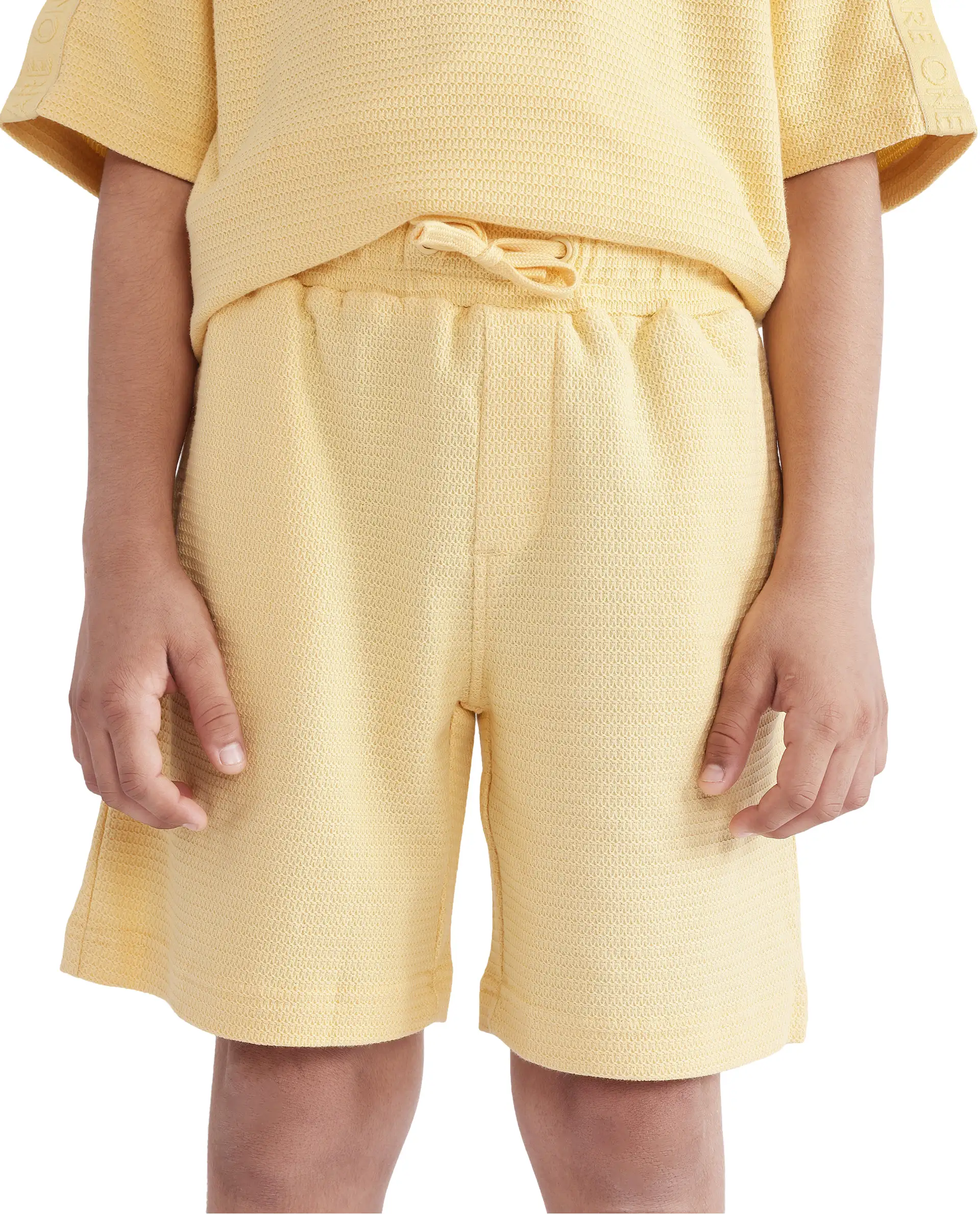 Rare Ones Kids Cole Pastel Yellow Cotton Solid Shorts - Image 4