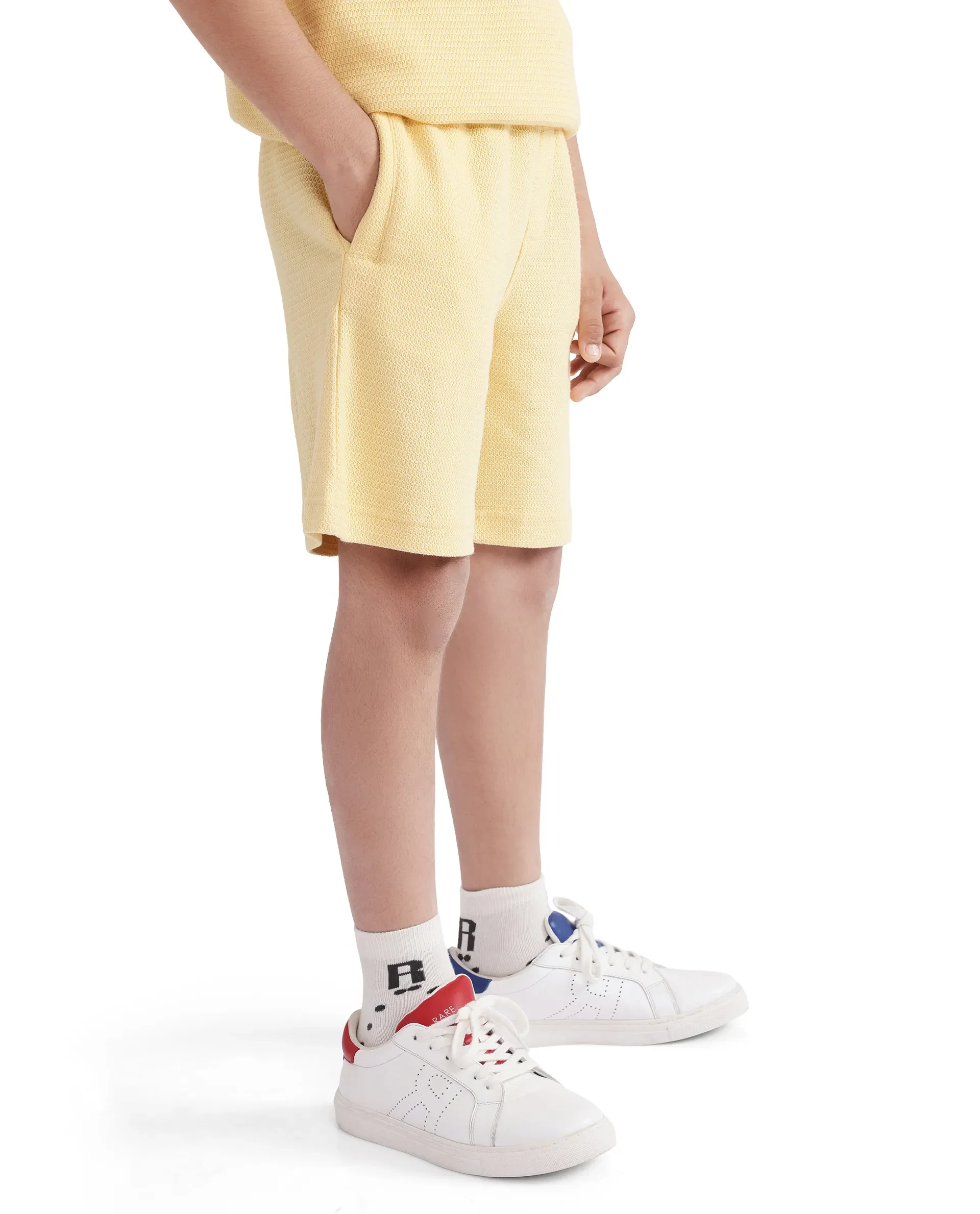 Rare Ones Kids Cole Pastel Yellow Cotton Solid Shorts - Image 6