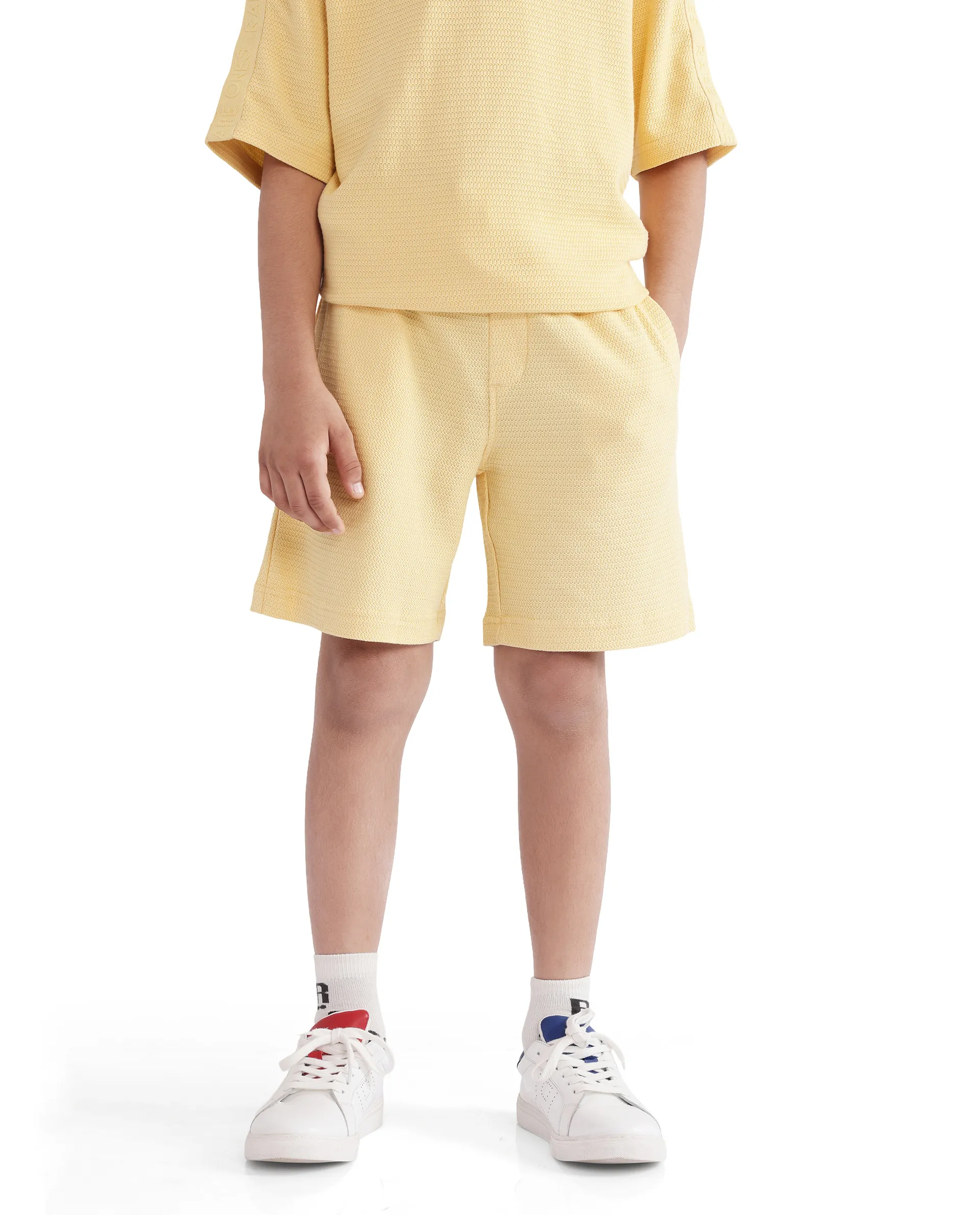 Rare Ones Kids Cole Pastel Yellow Cotton Solid Shorts - Image 7