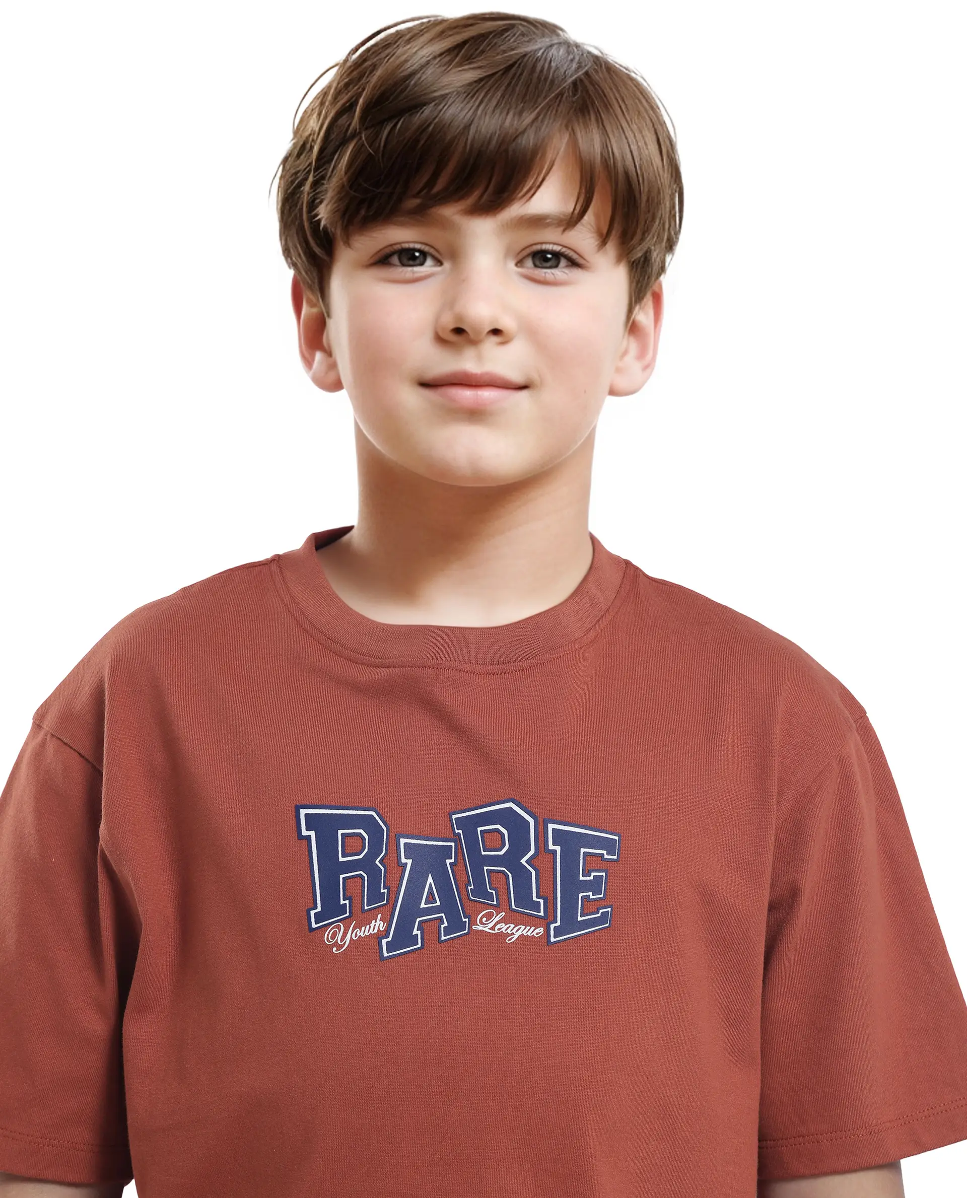 Rare Ones Kids Cole Rust Cotton Graphic Print Slip-On Oversized Fit T-Shirt - Image 4