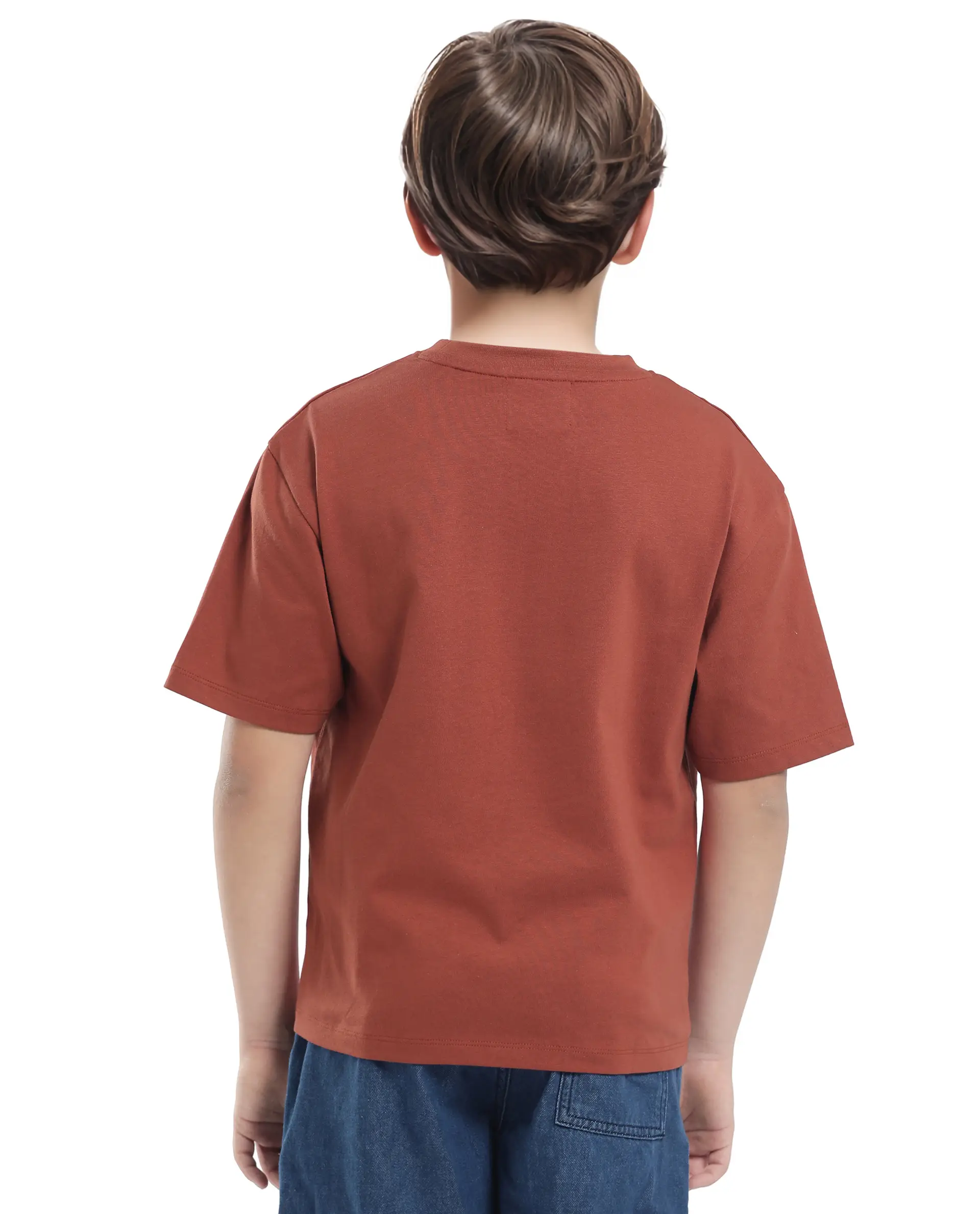 Rare Ones Kids Cole Rust Cotton Graphic Print Slip-On Oversized Fit T-Shirt - Image 8