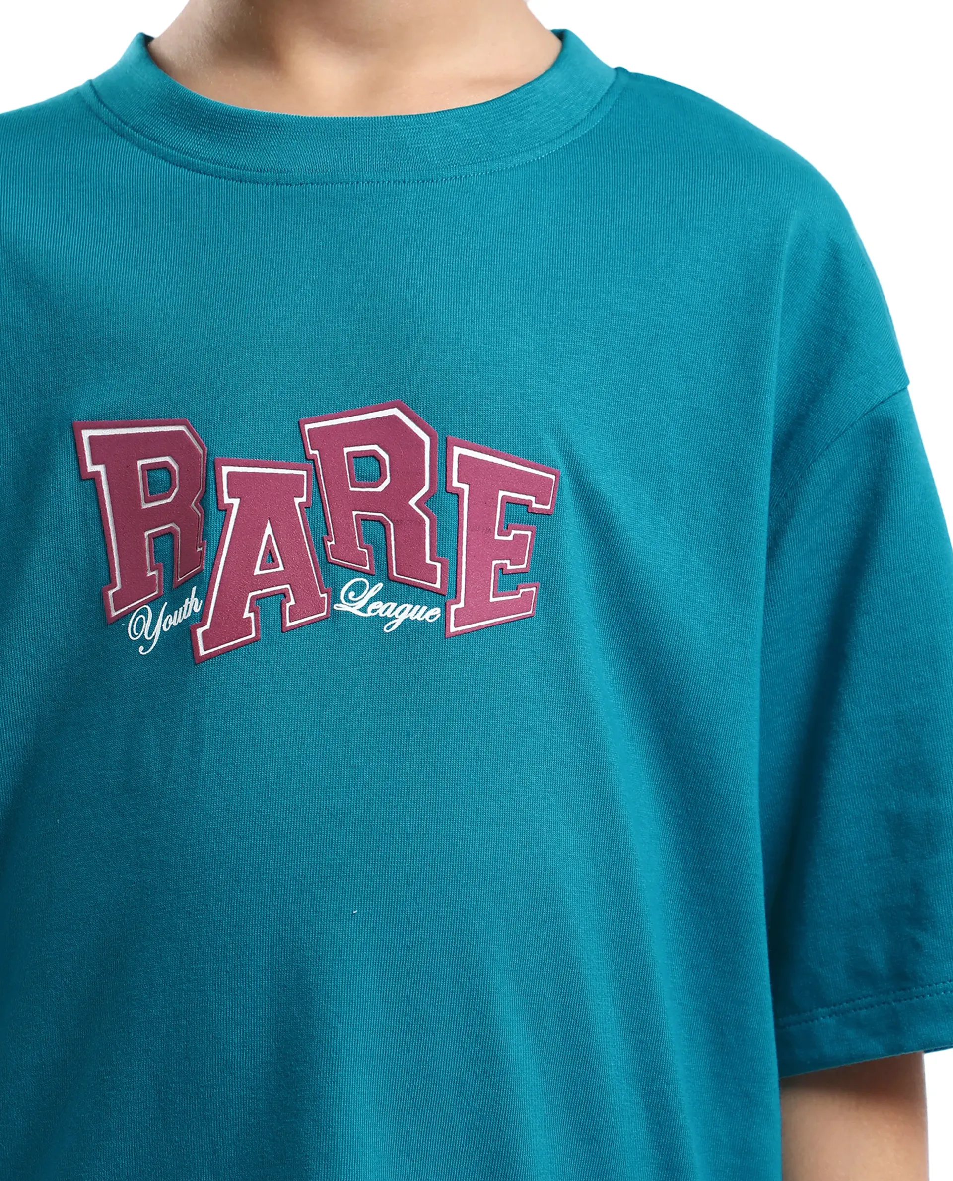 Rare Ones Kids Cole Turq Cotton Graphic Print Slip-On Oversized Fit T-Shirt - Image 4